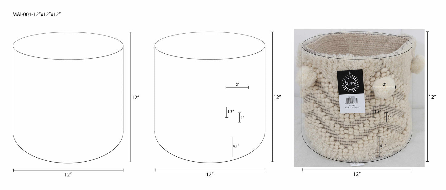 Bordon Ivory Textured Pom-Pom Stool