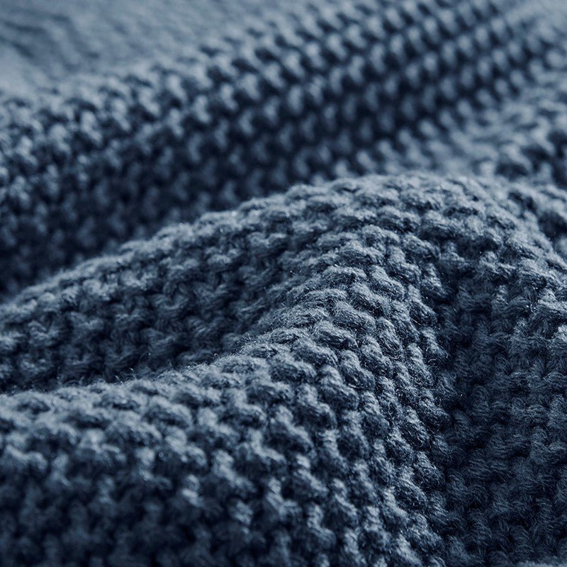 Bree Knit Blanket - Charming Cottage Stye Blankets - Indigo - Quahog Bay Bedding
