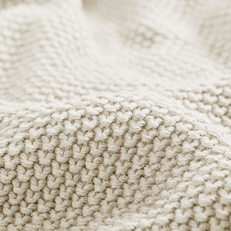 Bree Knit Blanket - Charming Cottage Stye Blankets - Ivory - Quahog Bay Bedding