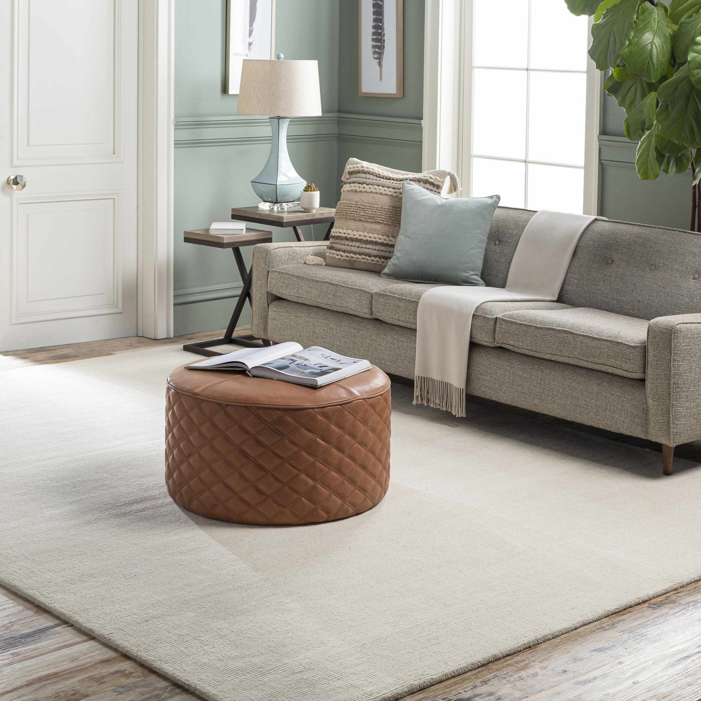 Brockton Solid Light Beige Wool Rug - Quahog Bay Bedding