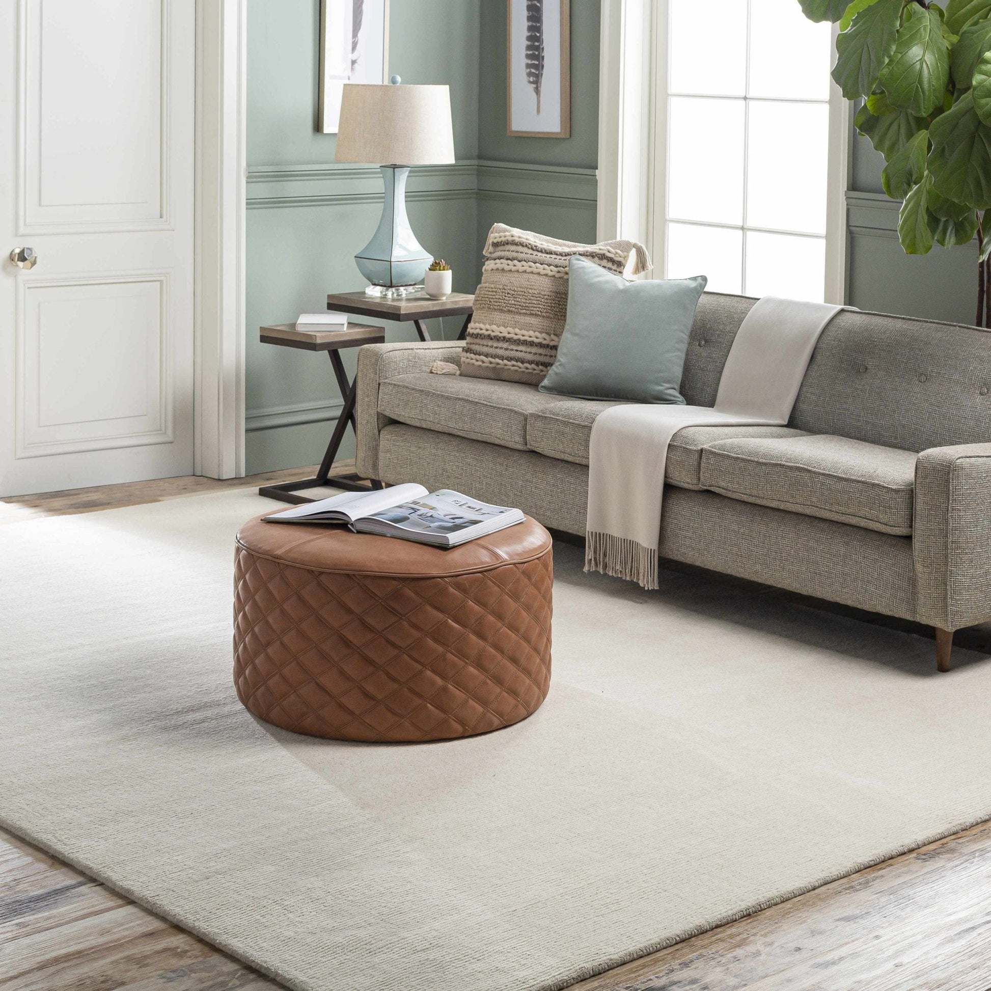 Brockton Solid Light Beige Wool Rug - Quahog Bay Bedding