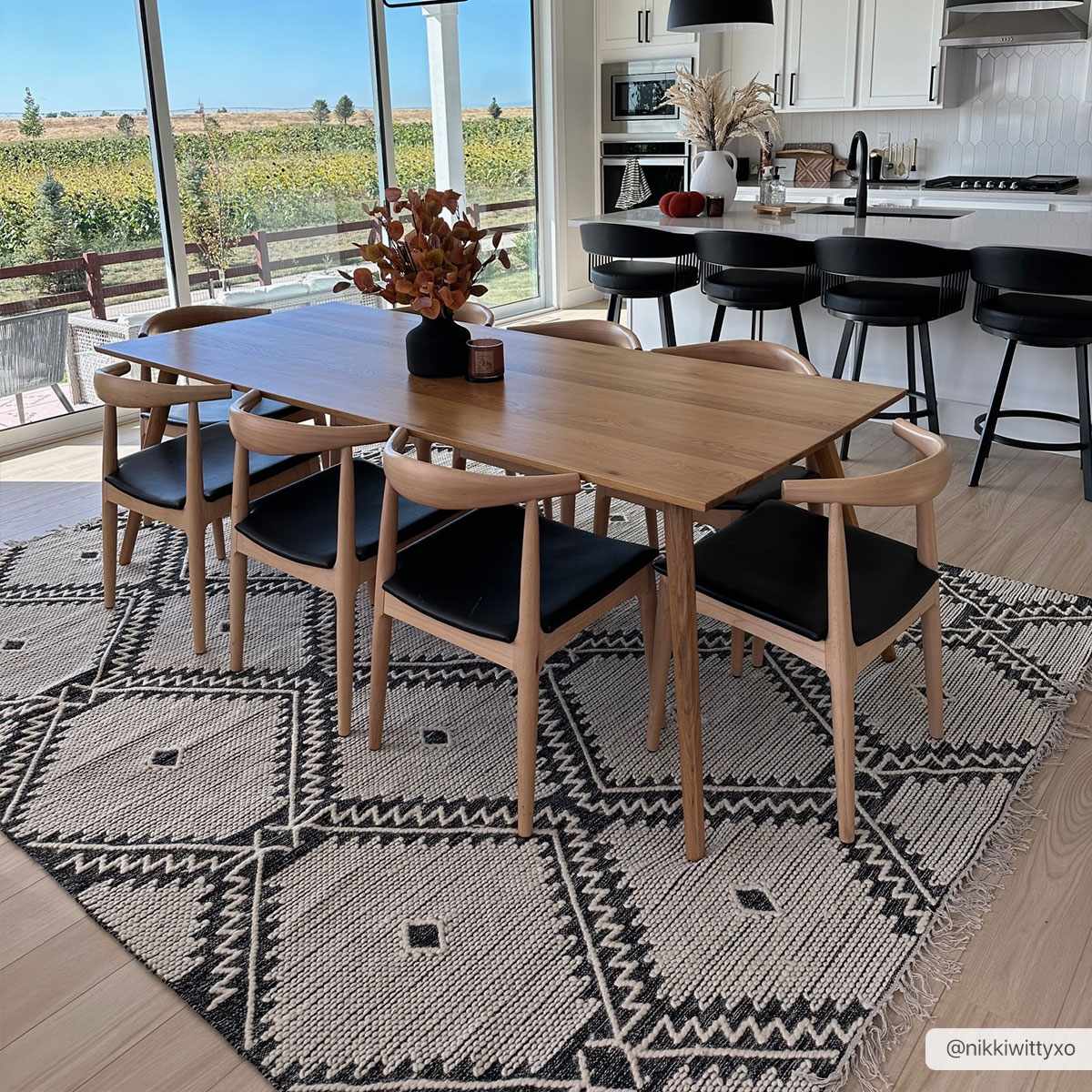 Brownhills Cream&Black Trellis Cotton Area Rug - Quahog Bay Bedding