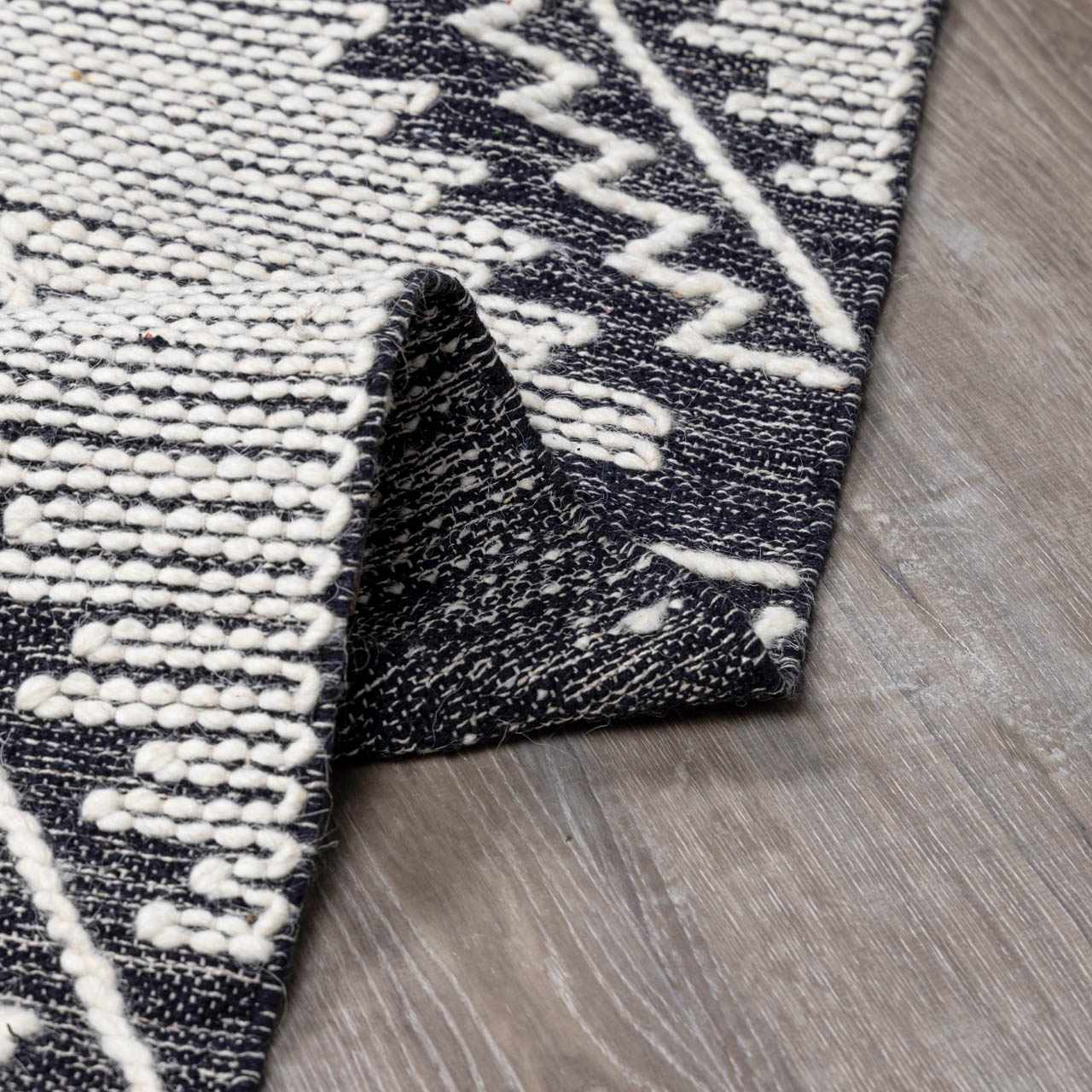 Brownhills Cream&Black Trellis Cotton Area Rug - Quahog Bay Bedding