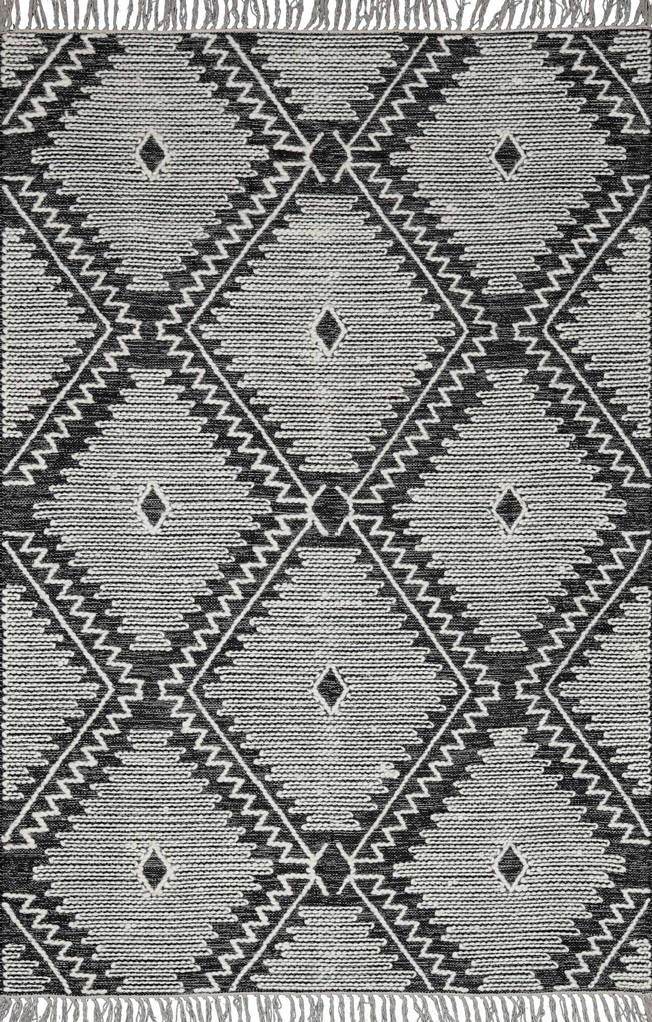 Brownhills Cream&Black Trellis Cotton Area Rug - Quahog Bay Bedding