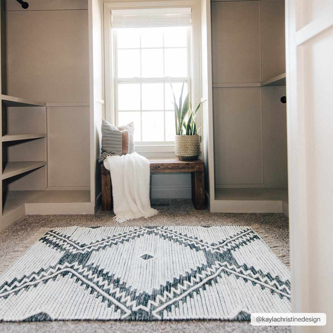 Brownhills Cream&Black Trellis Cotton Area Rug - Quahog Bay Bedding