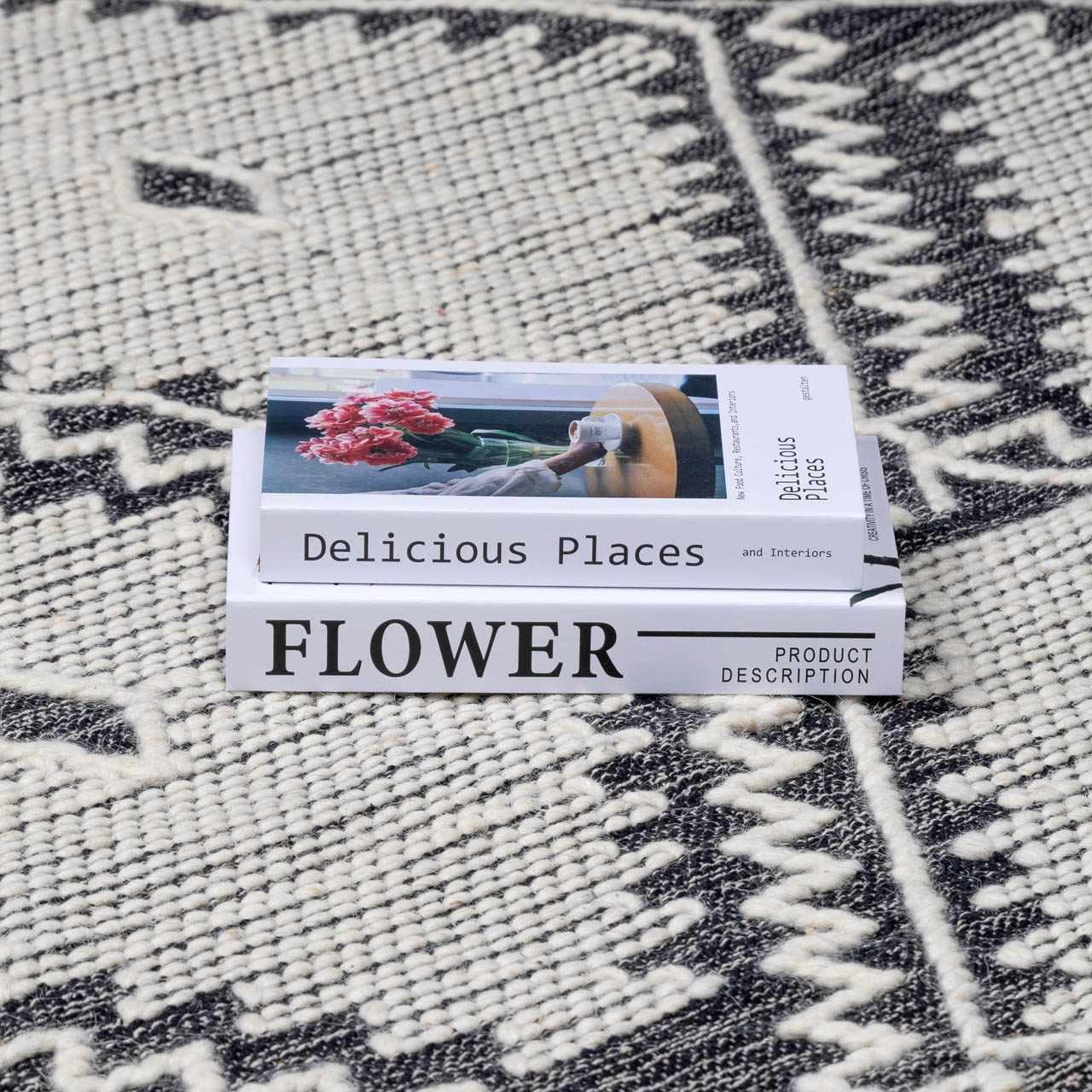 Brownhills Cream&Black Trellis Cotton Area Rug - Quahog Bay Bedding