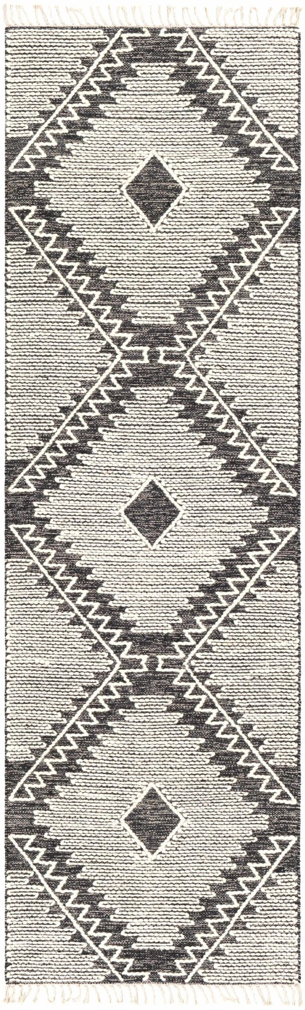 Brownhills Cream&Black Trellis Cotton Area Rug - Quahog Bay Bedding