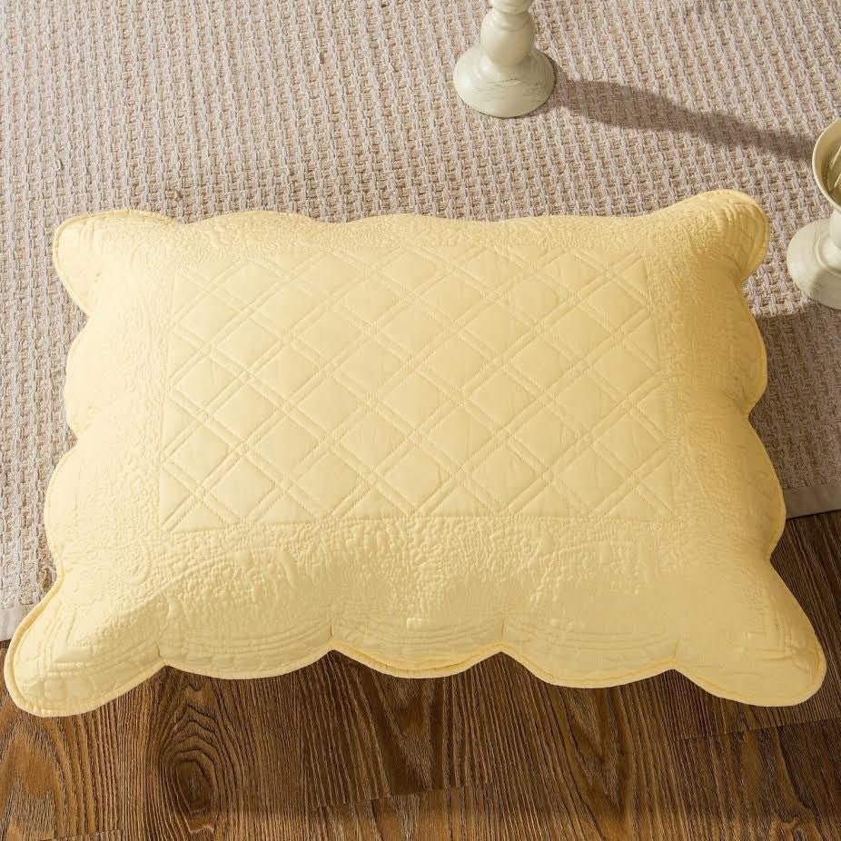 Buttercup Puffs Yellow Diamond Matelasse Scalloped Quilt Set - Quahog Bay Bedding