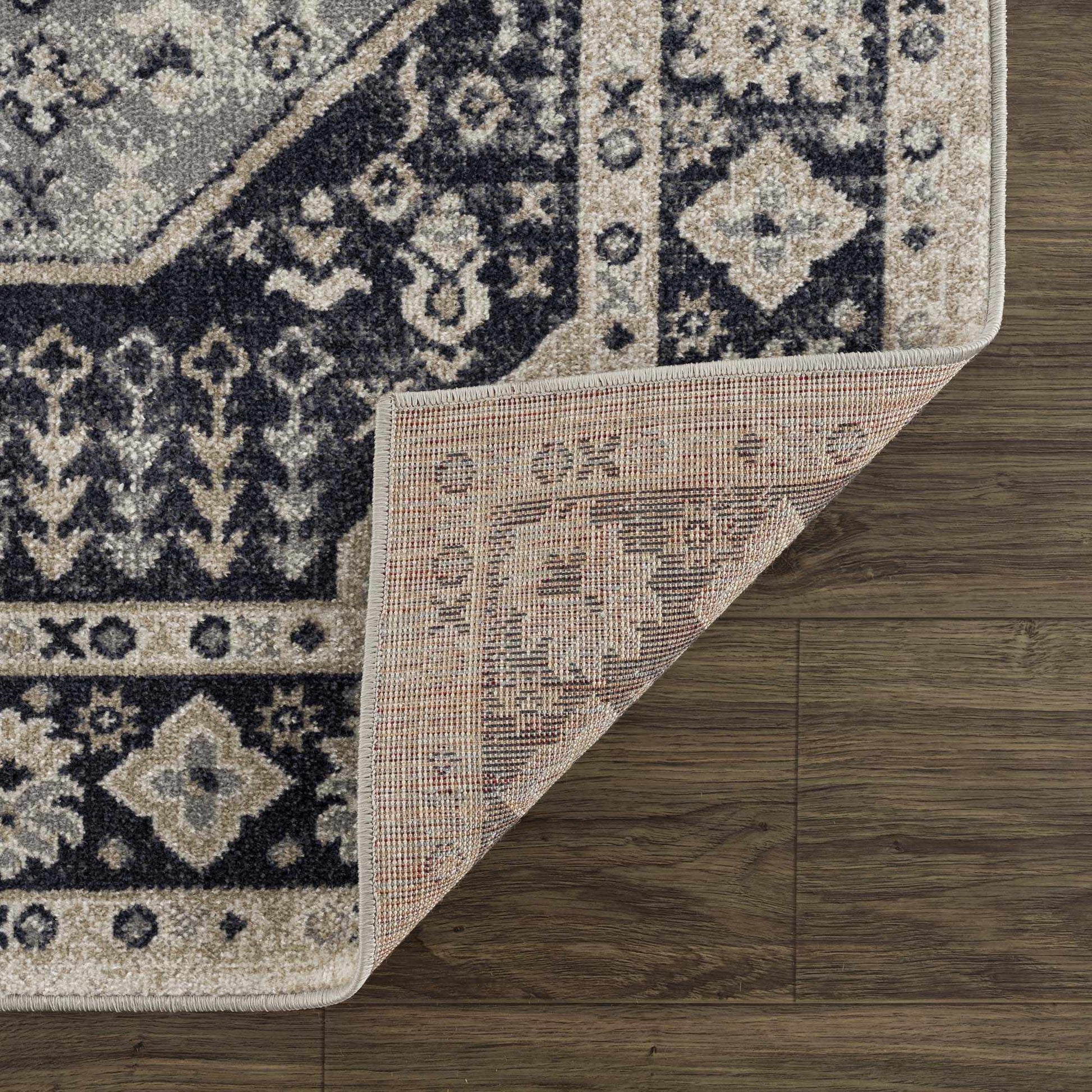 Cabacungan Cream & Gray Washable Area Rug - Low Pile - Quahog Bay Bedding