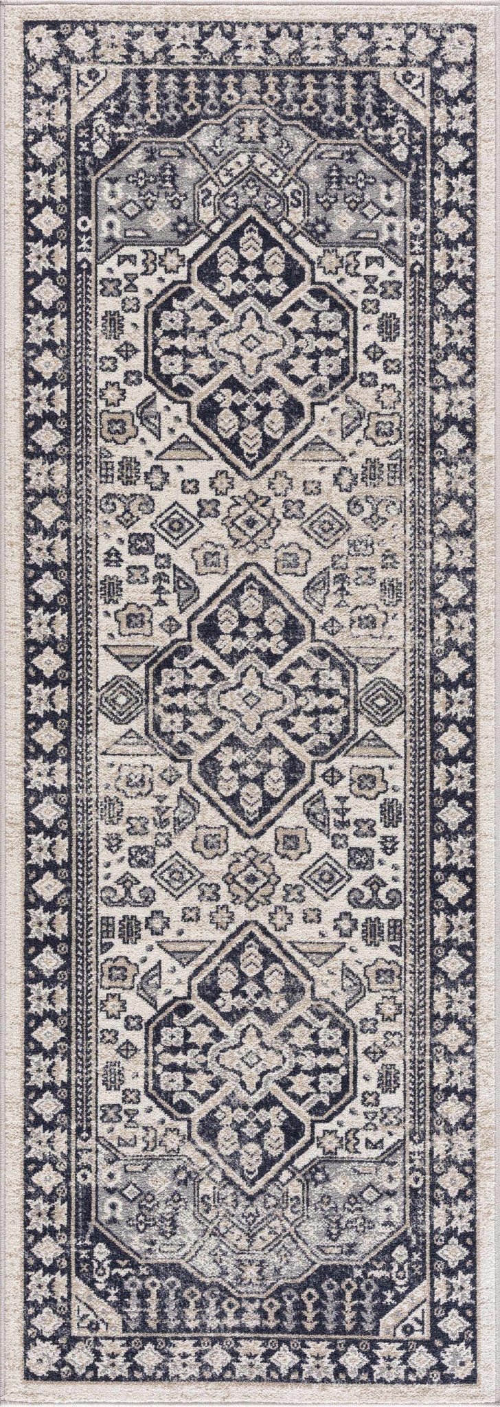 Cabacungan Cream & Gray Washable Area Rug - Low Pile - Quahog Bay Bedding