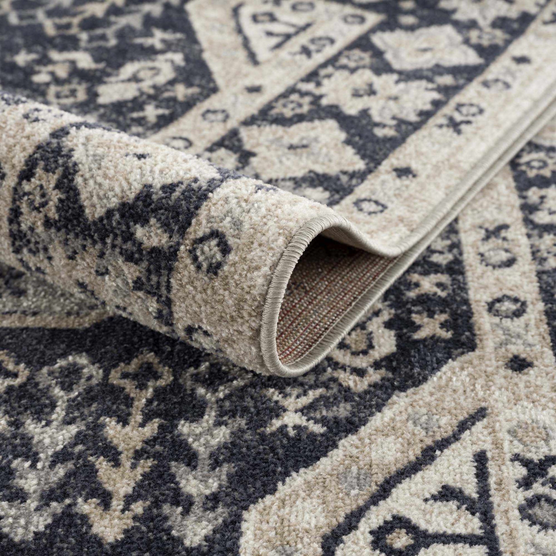 Cabacungan Cream & Gray Washable Area Rug - Low Pile - Quahog Bay Bedding