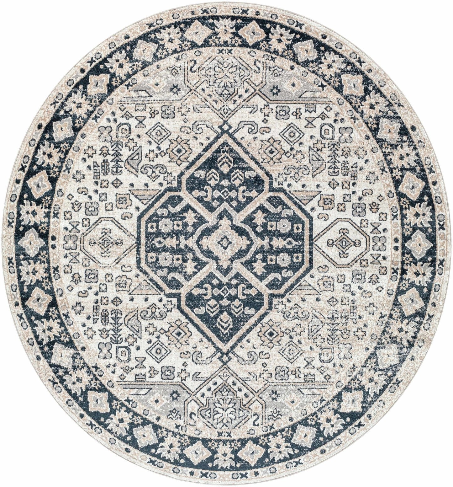 Cabacungan Cream & Gray Washable Area Rug - Low Pile - Quahog Bay Bedding