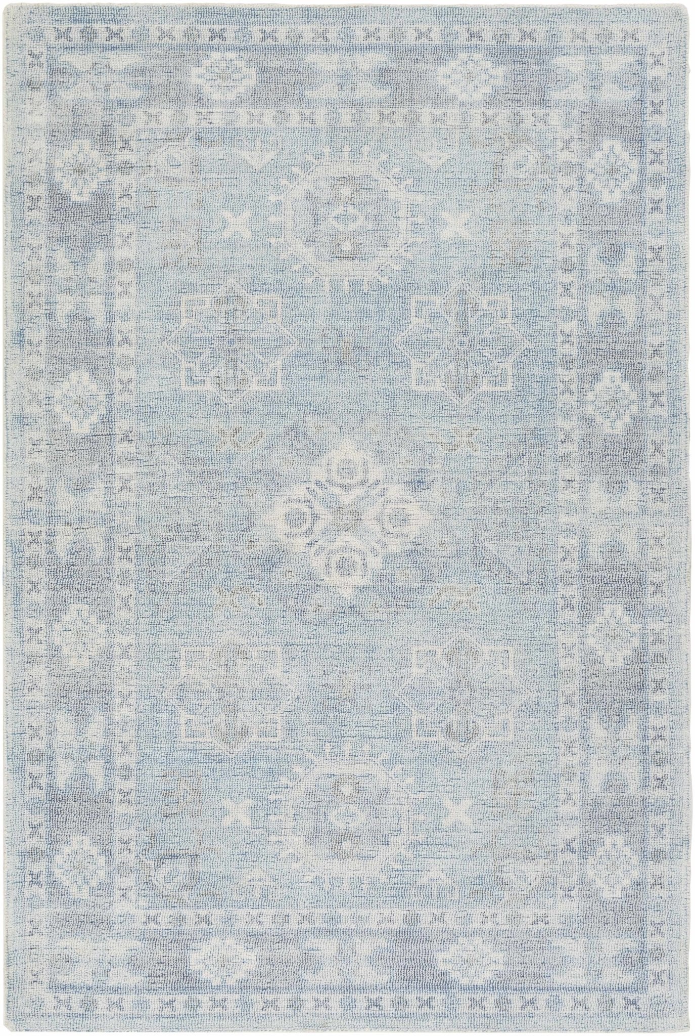 Calderbank Sky Blue Wool - Blend Area Rug - Quahog Bay Bedding