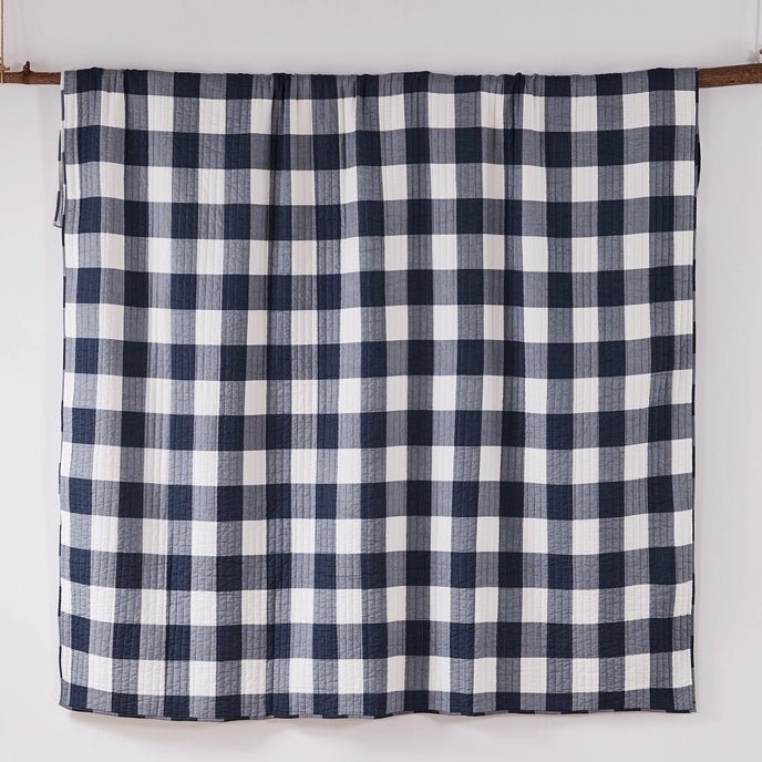 Camden Quilt Set - Checkered Quilt Sets - Navy & White Checks - Quahog Bay Bedding