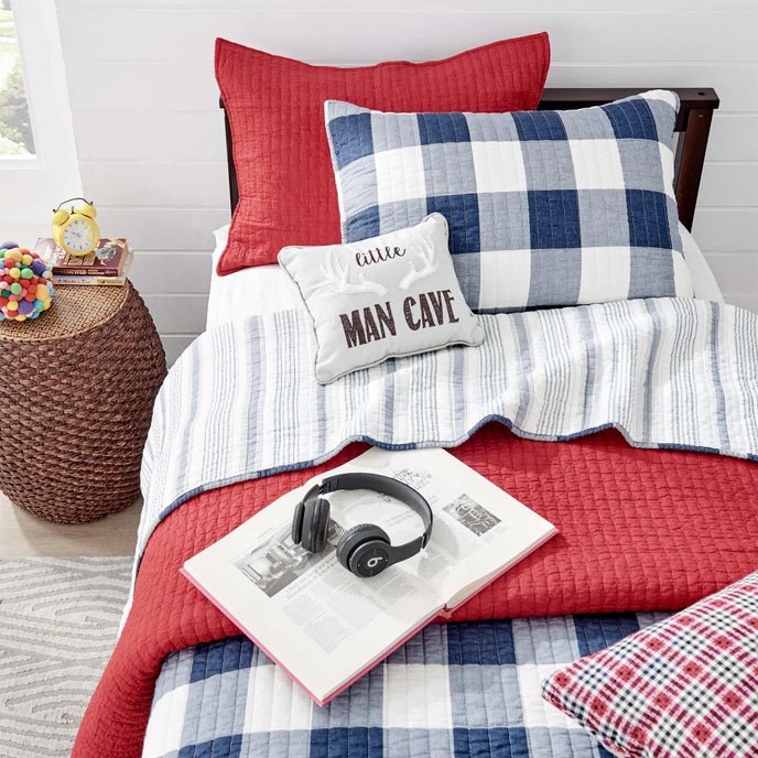 Camden Quilt Set - Checkered Quilt Sets - Navy & White Checks - Quahog Bay Bedding