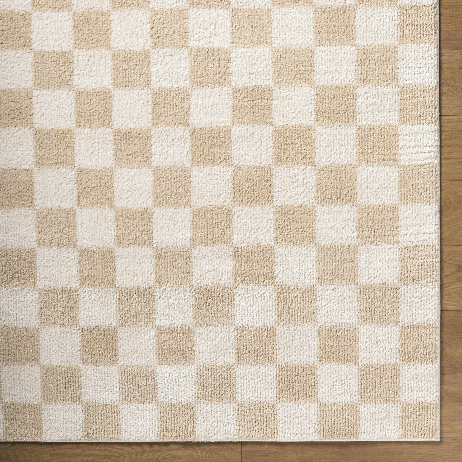 Canika Checkered Cream Washable Area Rug - Quahog Bay Bedding
