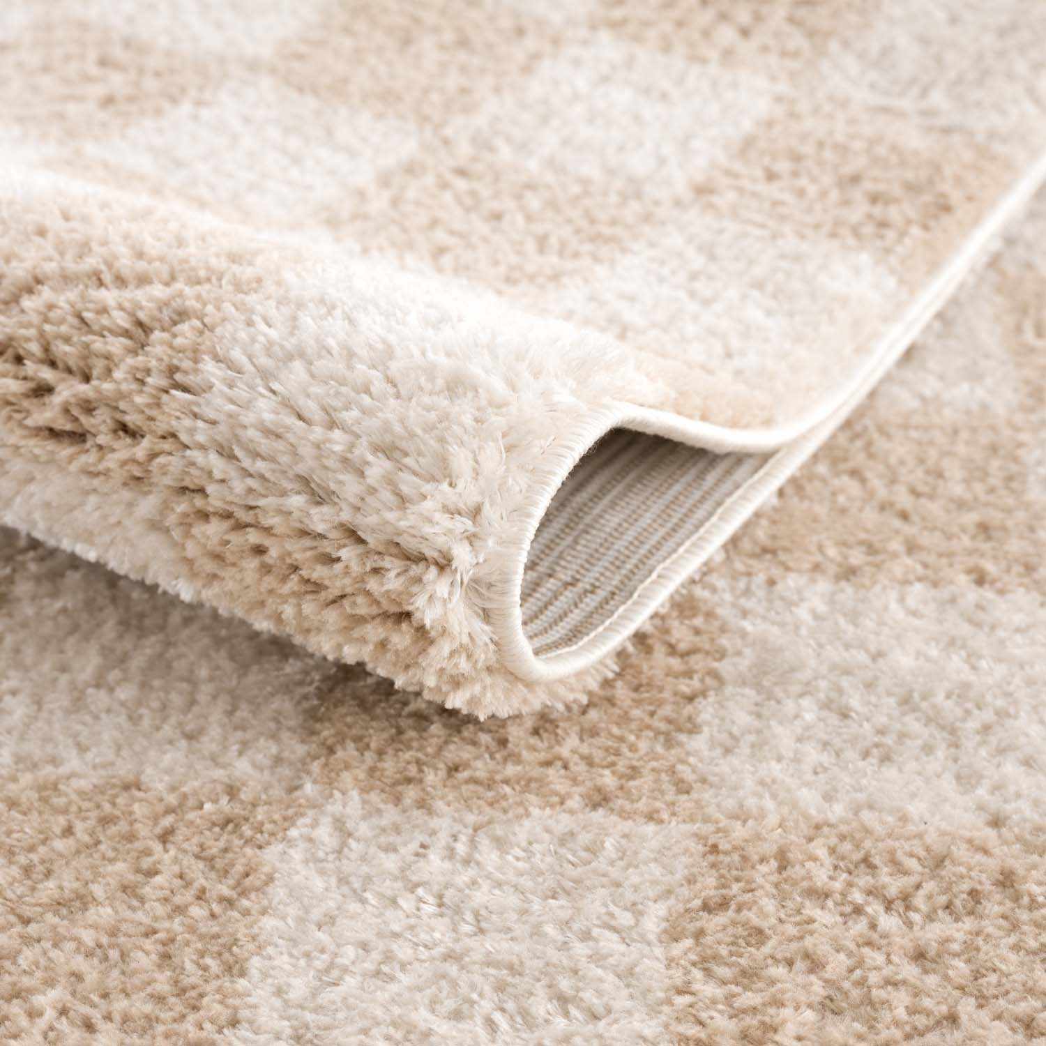 Canika Checkered Cream Washable Area Rug - Quahog Bay Bedding