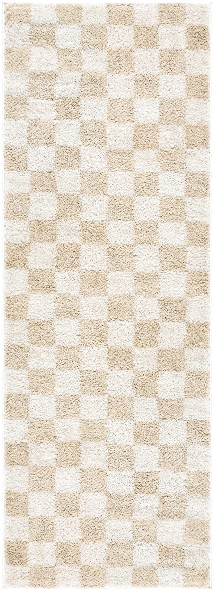 Canika Checkered Cream Washable Area Rug - Quahog Bay Bedding