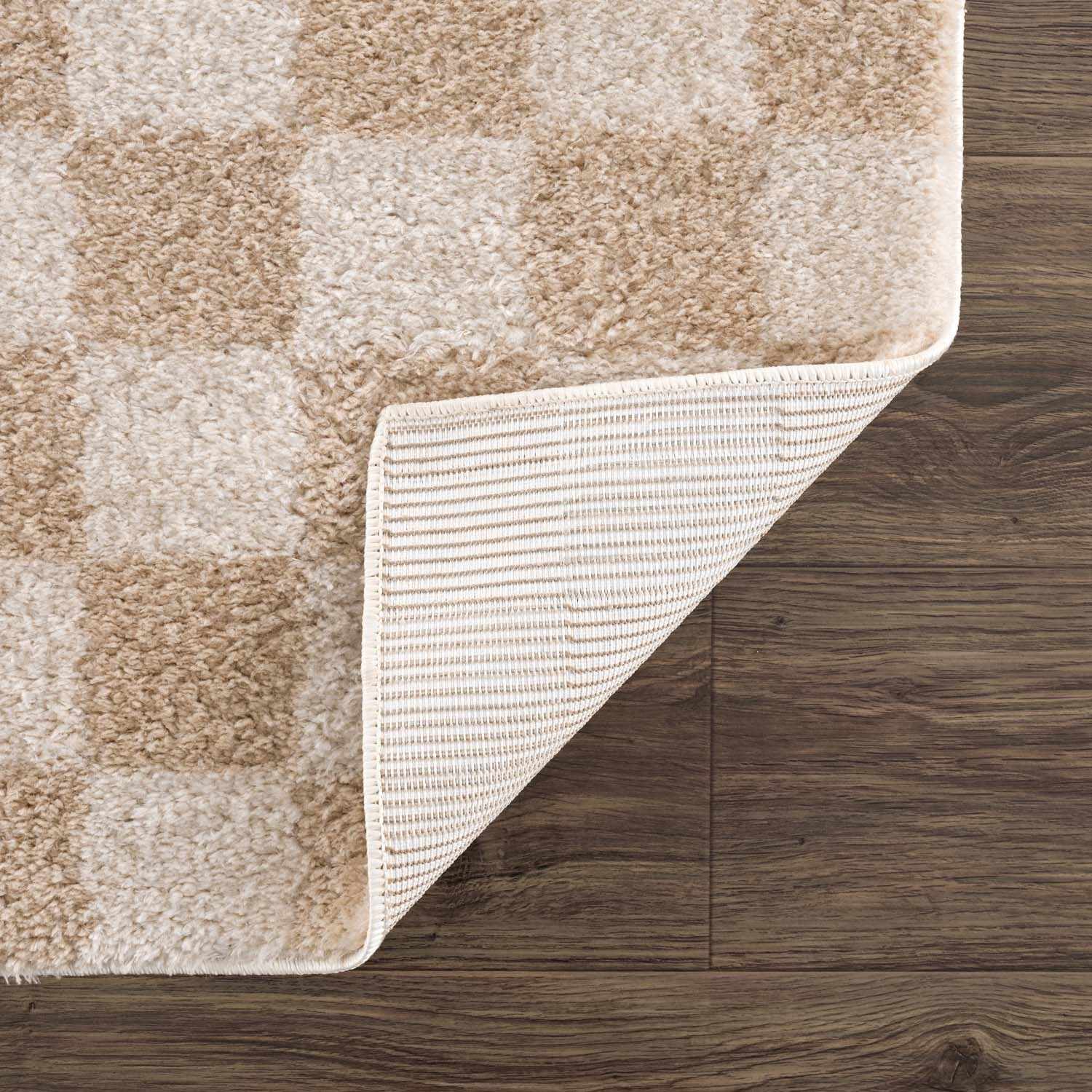 Canika Checkered Cream Washable Area Rug - Quahog Bay Bedding