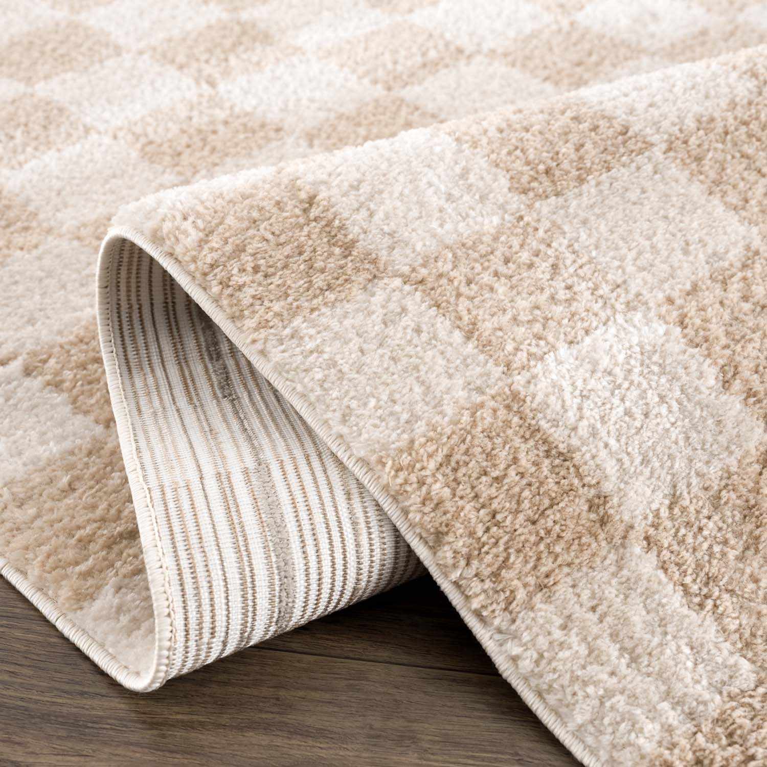 Canika Checkered Cream Washable Area Rug - Quahog Bay Bedding