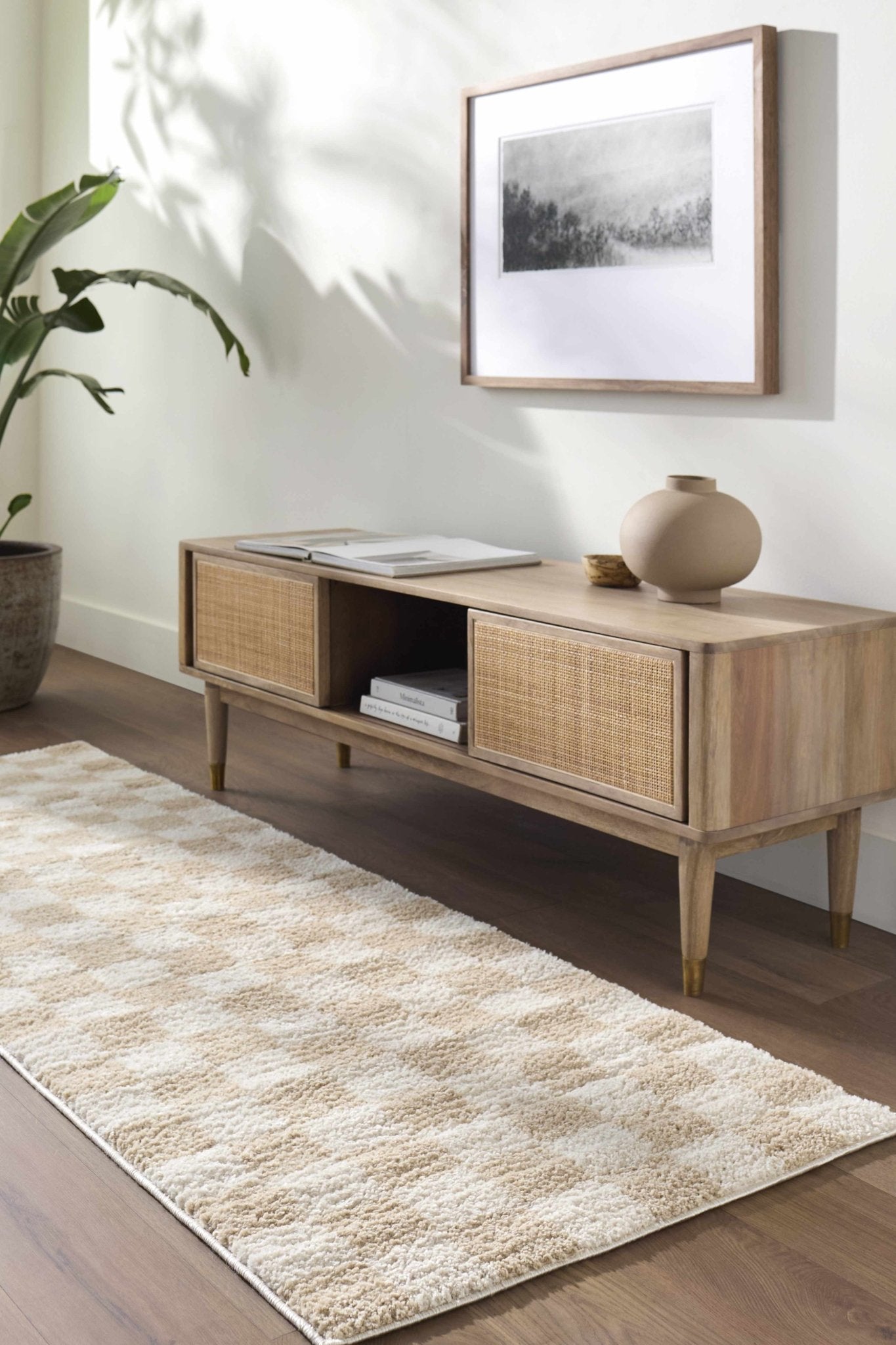 Canika Checkered Cream Washable Area Rug - Quahog Bay Bedding