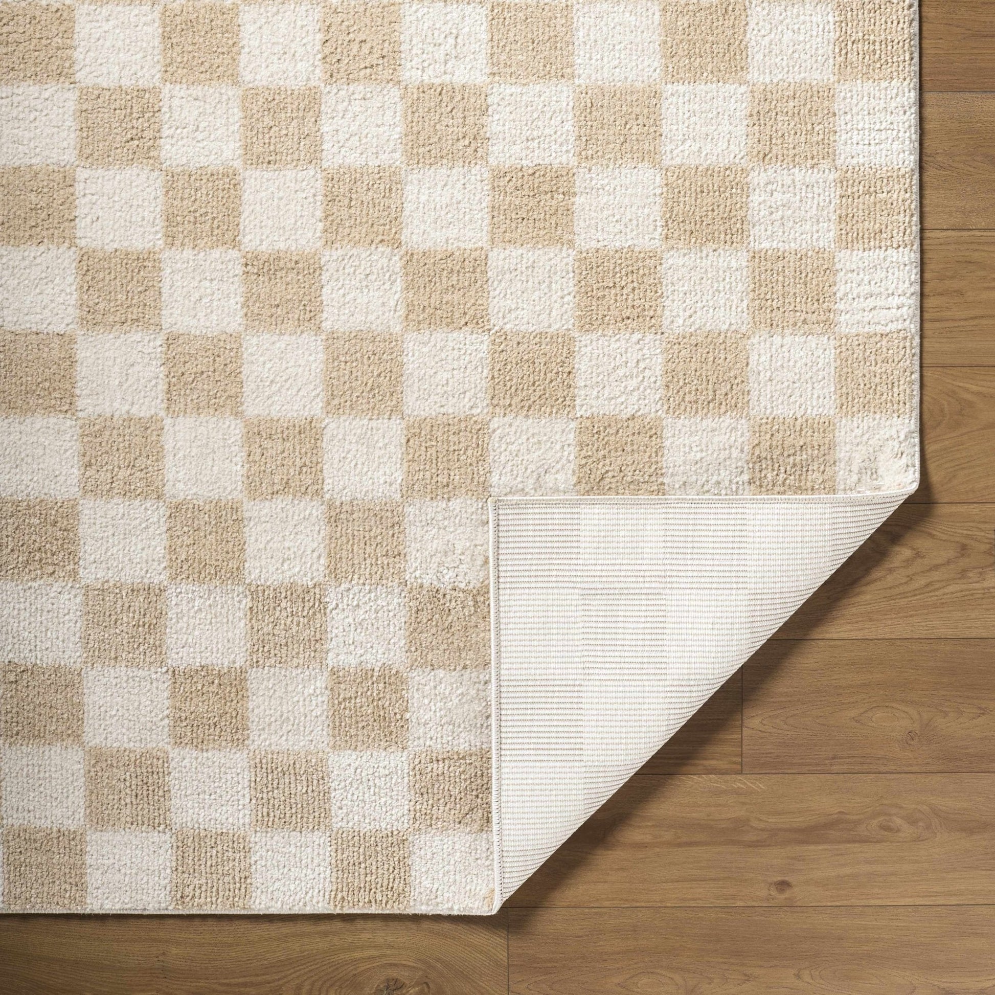 Canika Checkered Cream Washable Area Rug - Quahog Bay Bedding