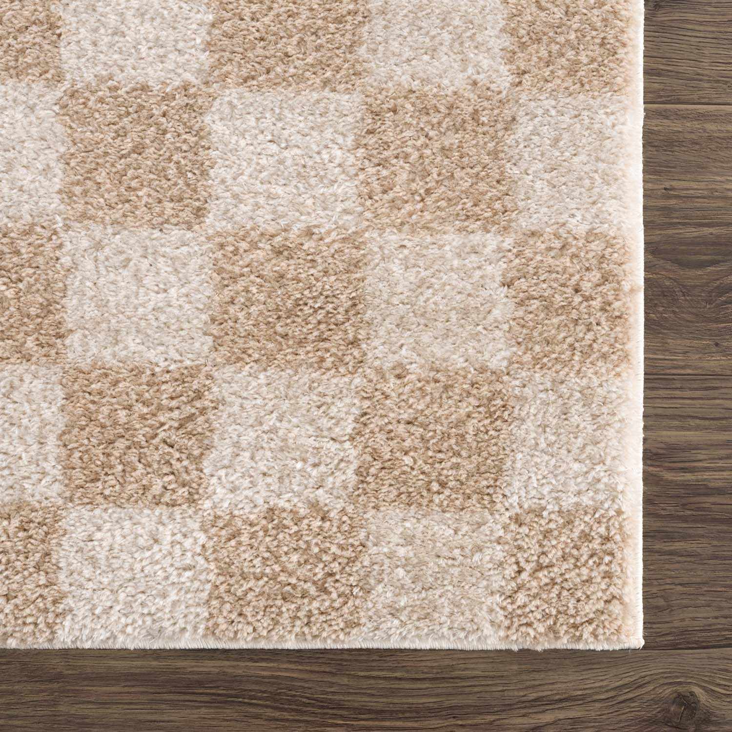 Canika Checkered Cream Washable Area Rug - Quahog Bay Bedding