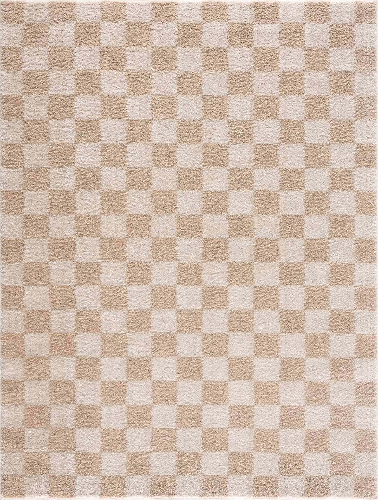 Canika Checkered Cream Washable Area Rug - Quahog Bay Bedding