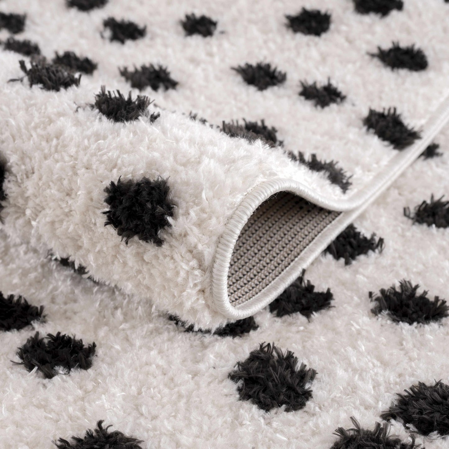Cansu Black & White Dotted Area Rug - Quahog Bay Bedding