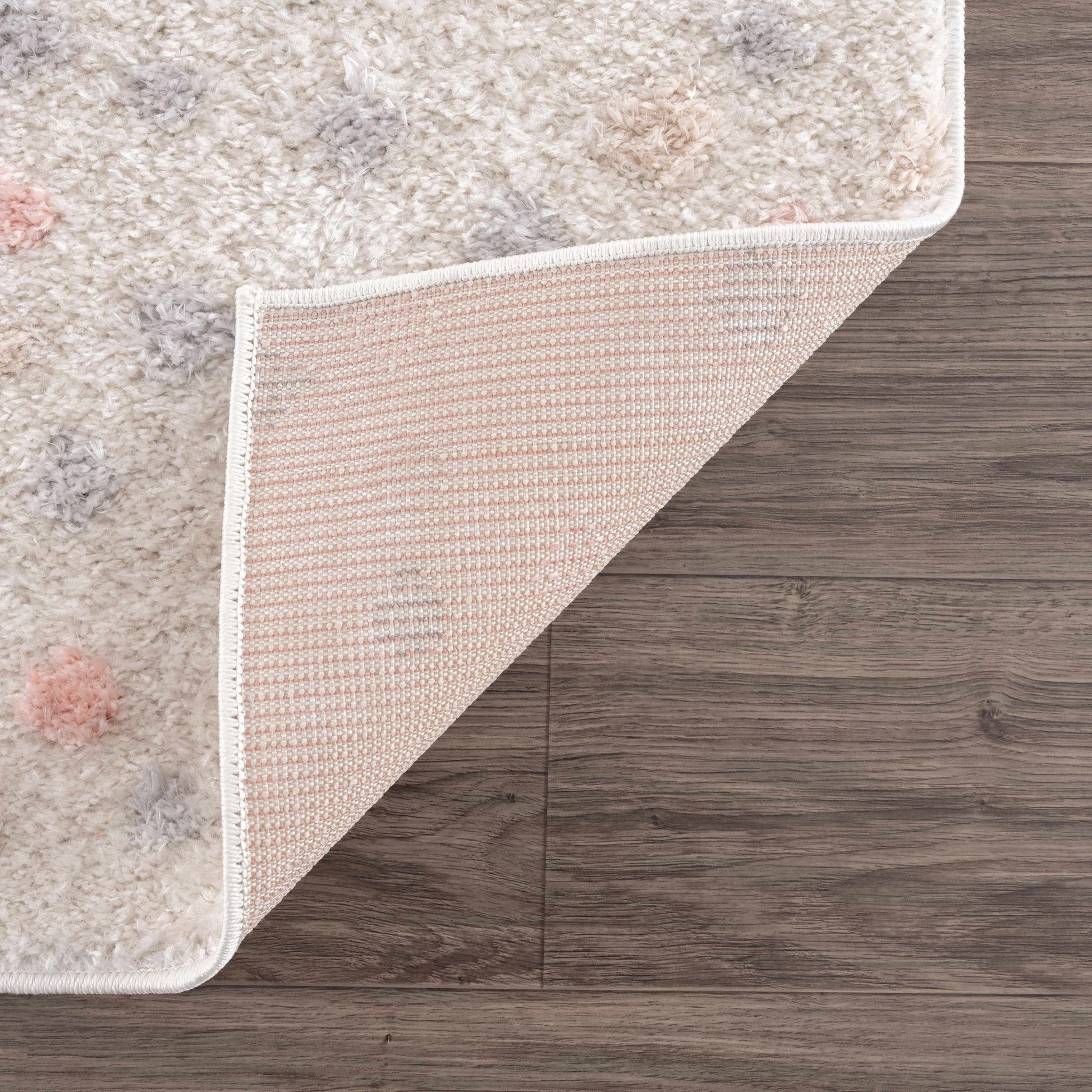 Cansu Pink & Cream Dotted Area Rug - Plush Pile Rugs - Quahog Bay Bedding