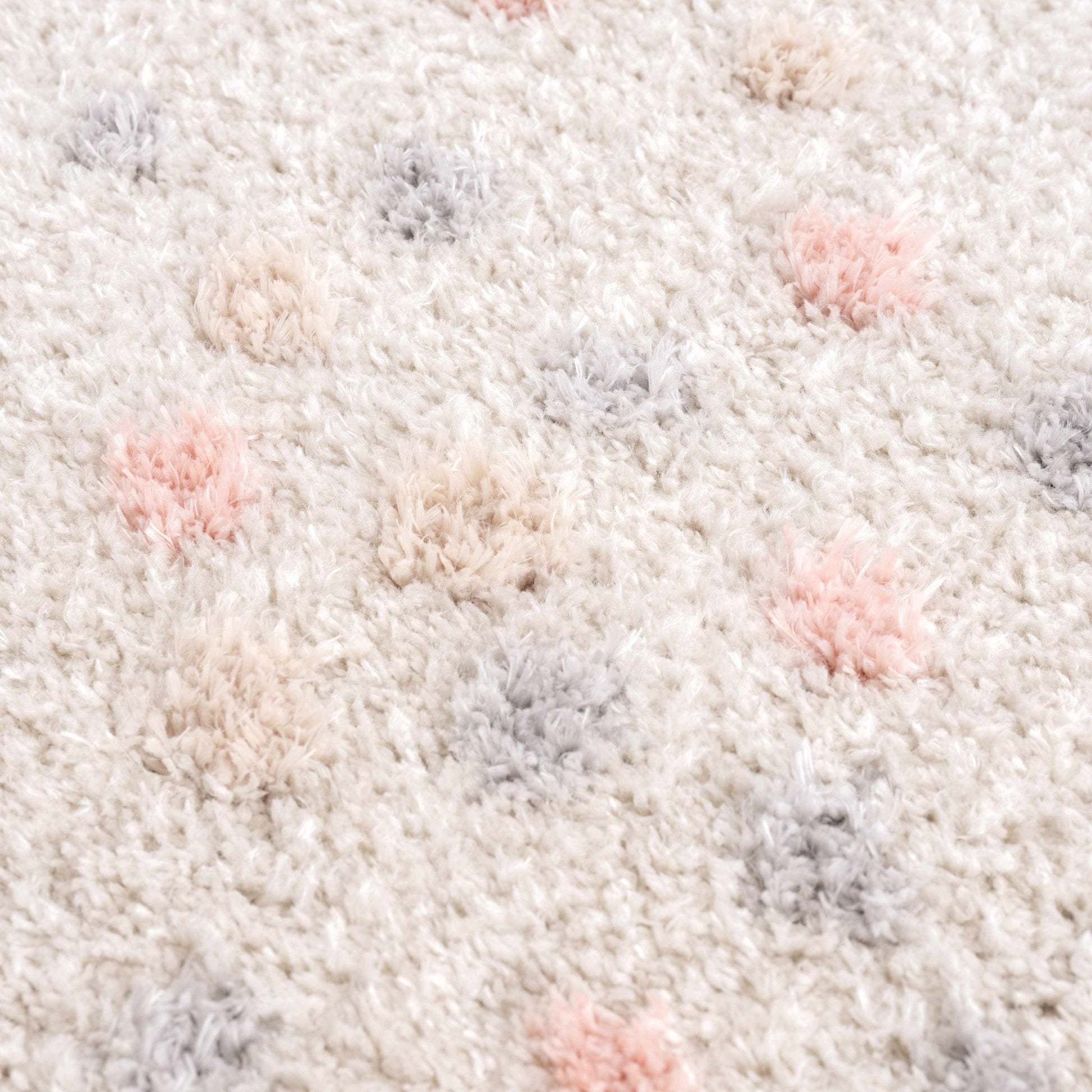 Cansu Pink & Cream Dotted Area Rug - Plush Pile Rugs - Quahog Bay Bedding