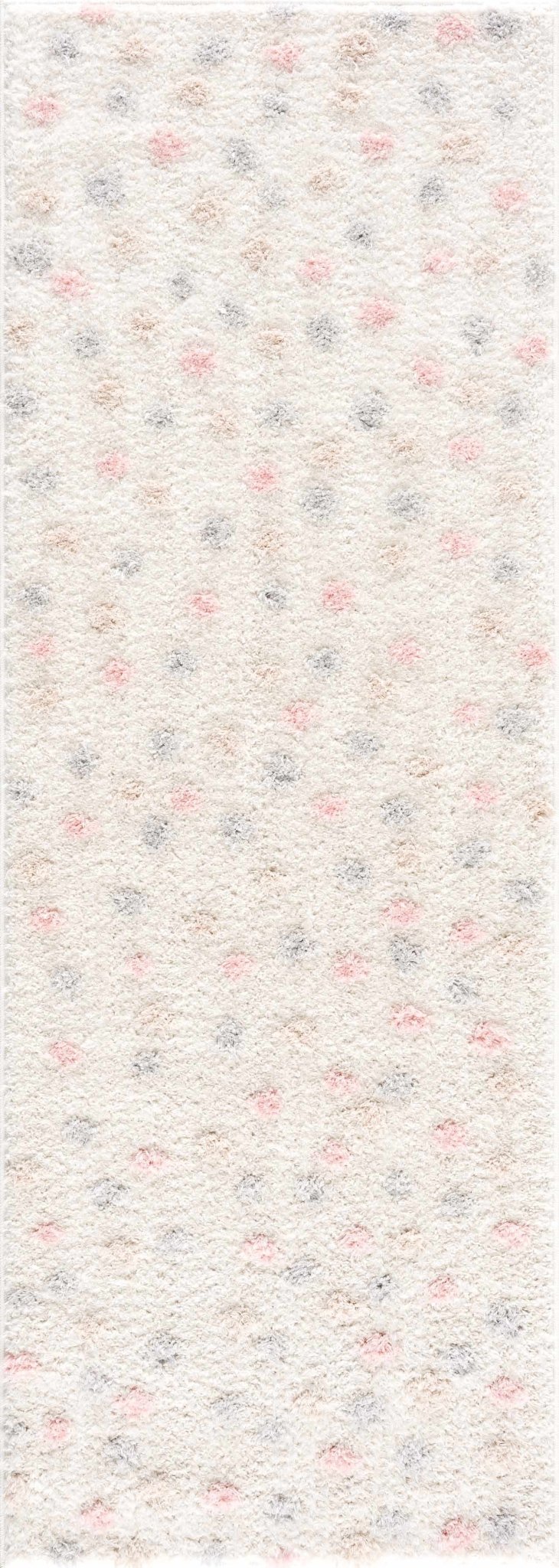 Cansu Pink & Cream Dotted Area Rug - Plush Pile Rugs - Quahog Bay Bedding