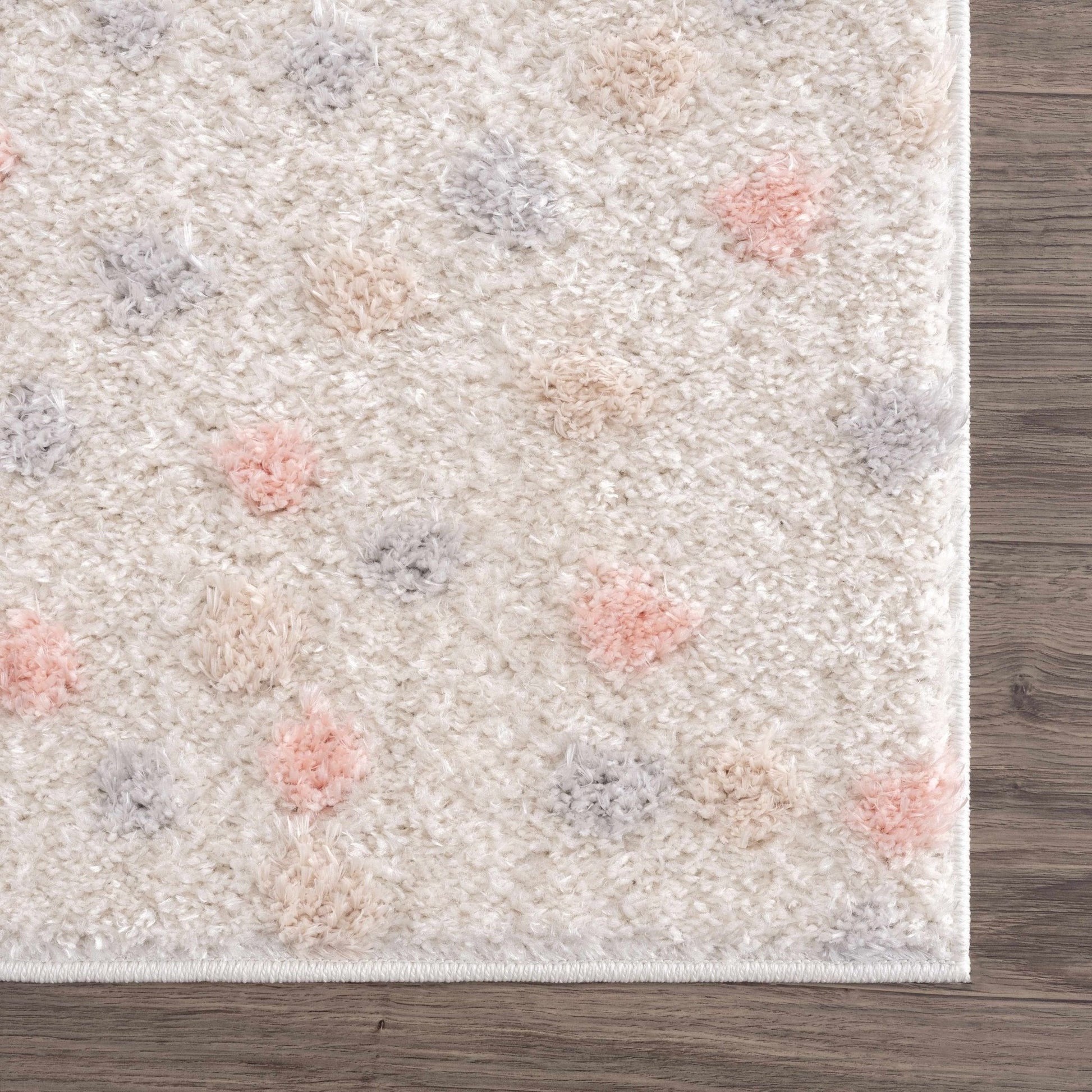 Cansu Pink & Cream Dotted Area Rug - Plush Pile Rugs - Quahog Bay Bedding