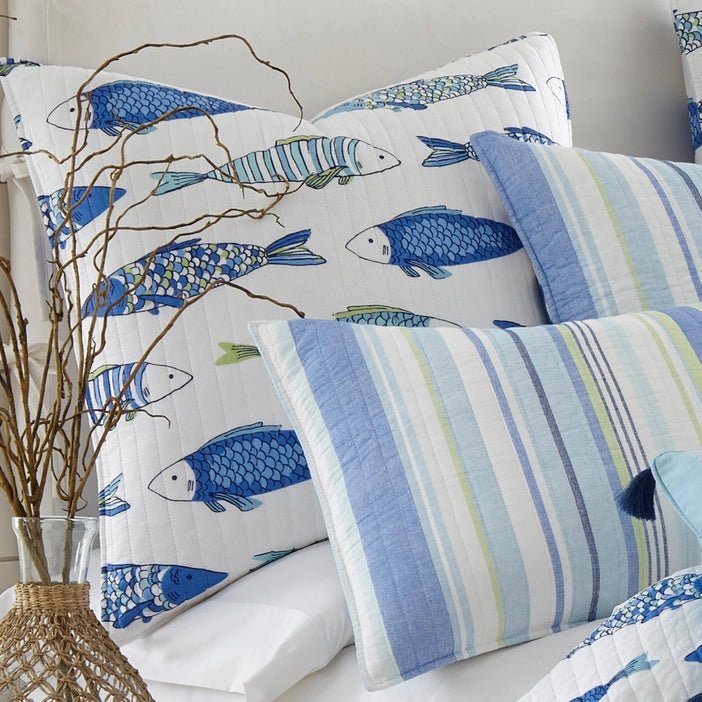 Catalina Fish Euro Sham Set of 2 - Coastal Throw Pillows - Quahog Bay Bedding
