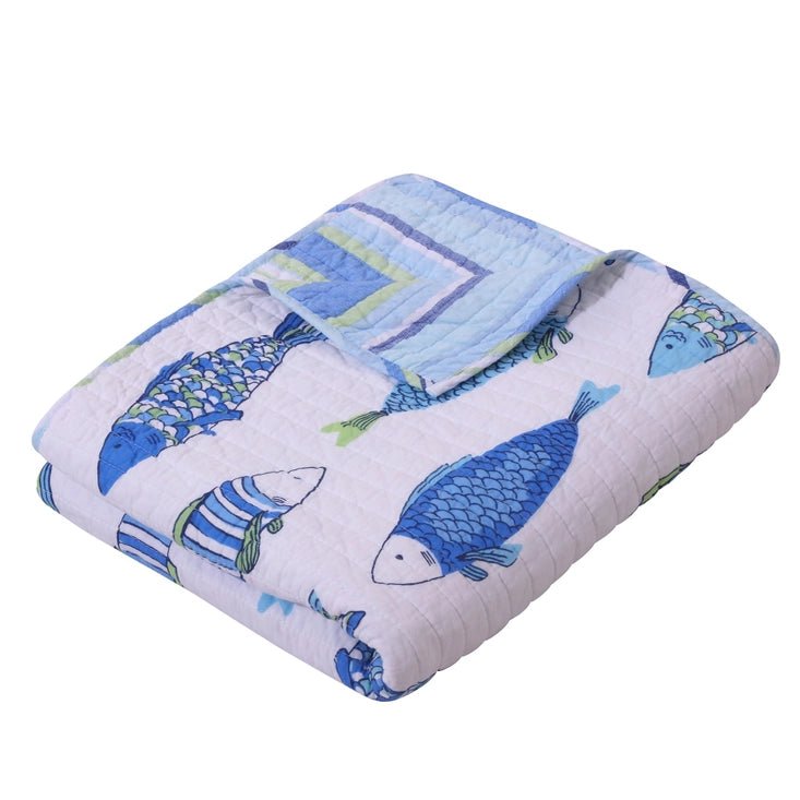 Catalina Quilted Throw Blanket - Nautical Themed Throw Blankets - Quahog Bay Bedding