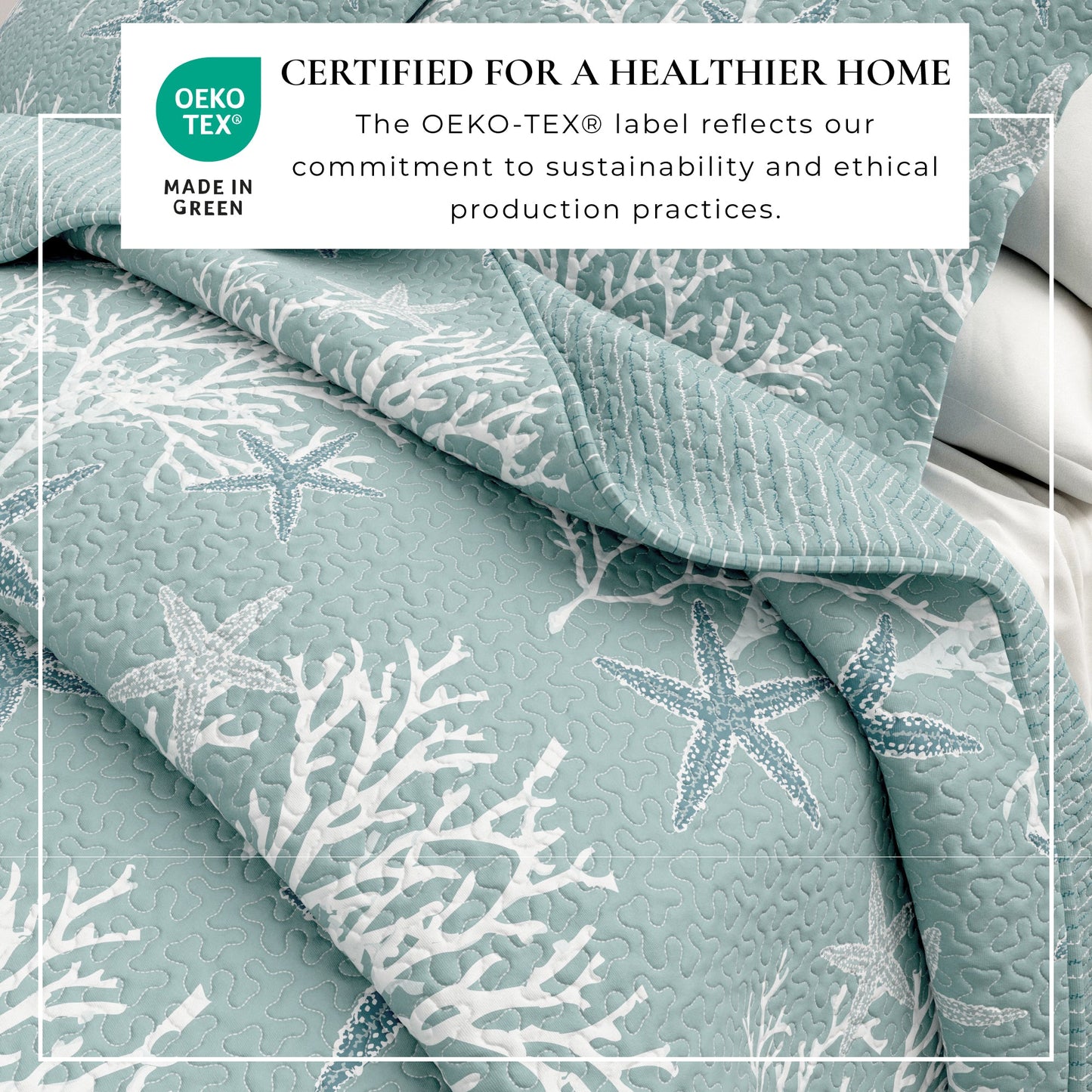 Fenwick Teal Coral Quilt Set - Coastal Quilts