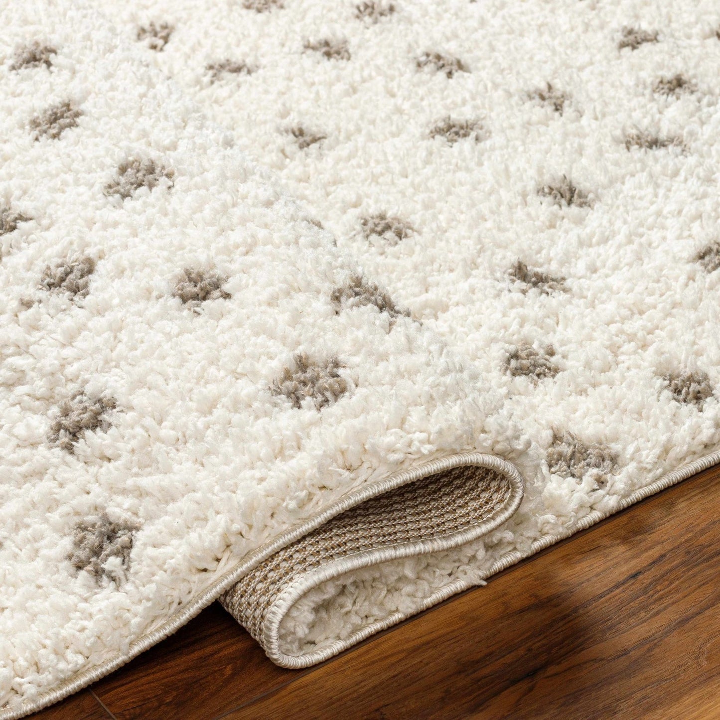Chaia Dotted Cream & Gray Plush Rug - Quahog Bay Bedding