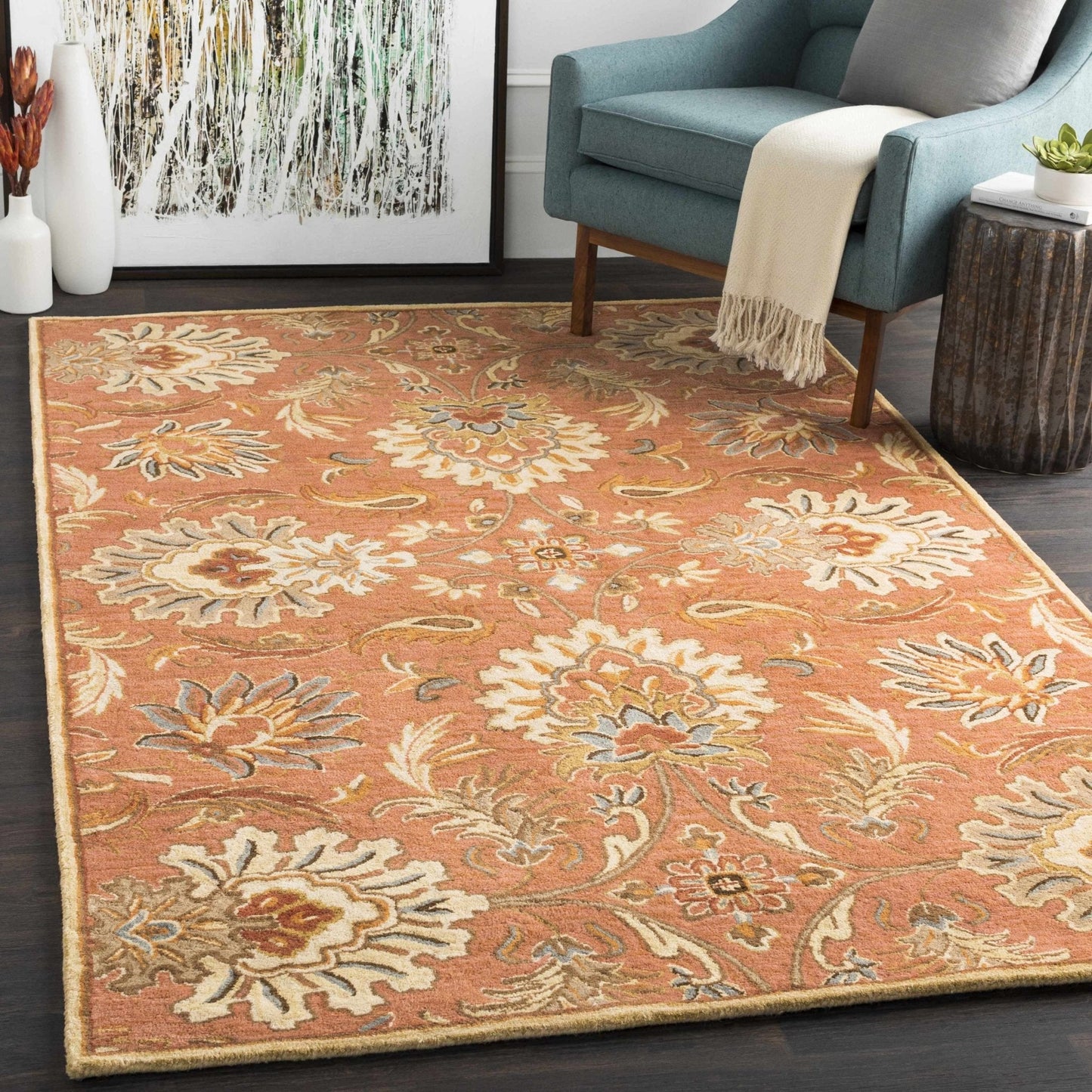 Chesterton Hand Tufted Orange 1112 Area Rug - Quahog Bay Bedding