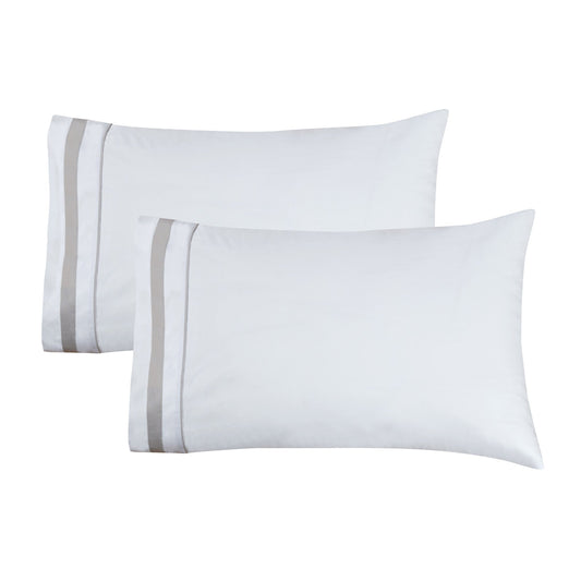 Classic Double Border Percale Cotton Pillowcase Pair - Quahog Bay Bedding