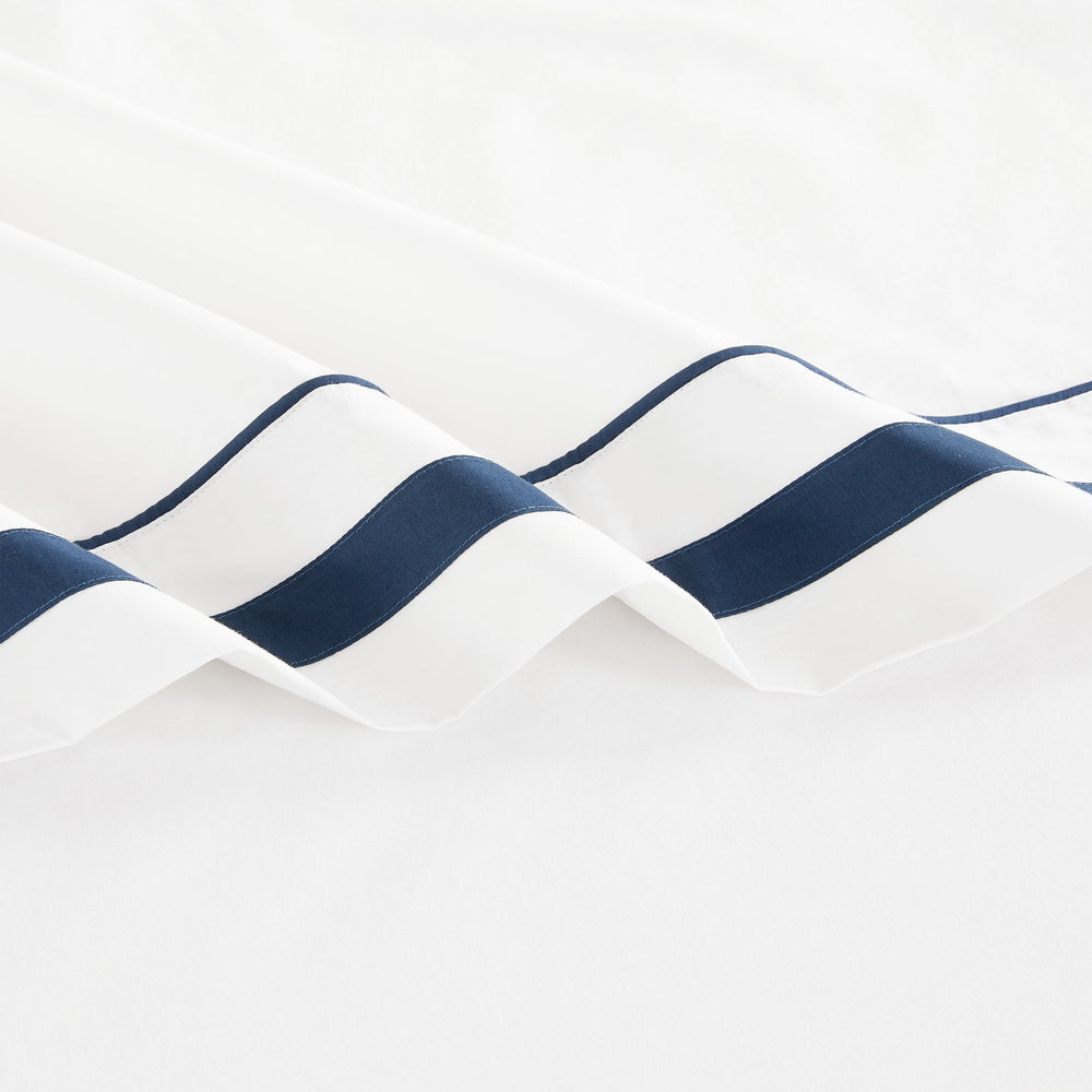 Classic Double Border Percale Cotton Sheet Set - Quahog Bay Bedding