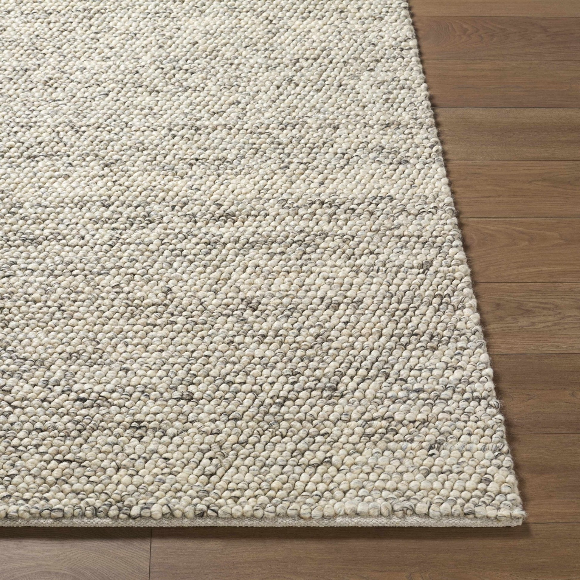 Clayne Beige & Charcoal Premium Wool Area Rug - Quahog Bay Bedding