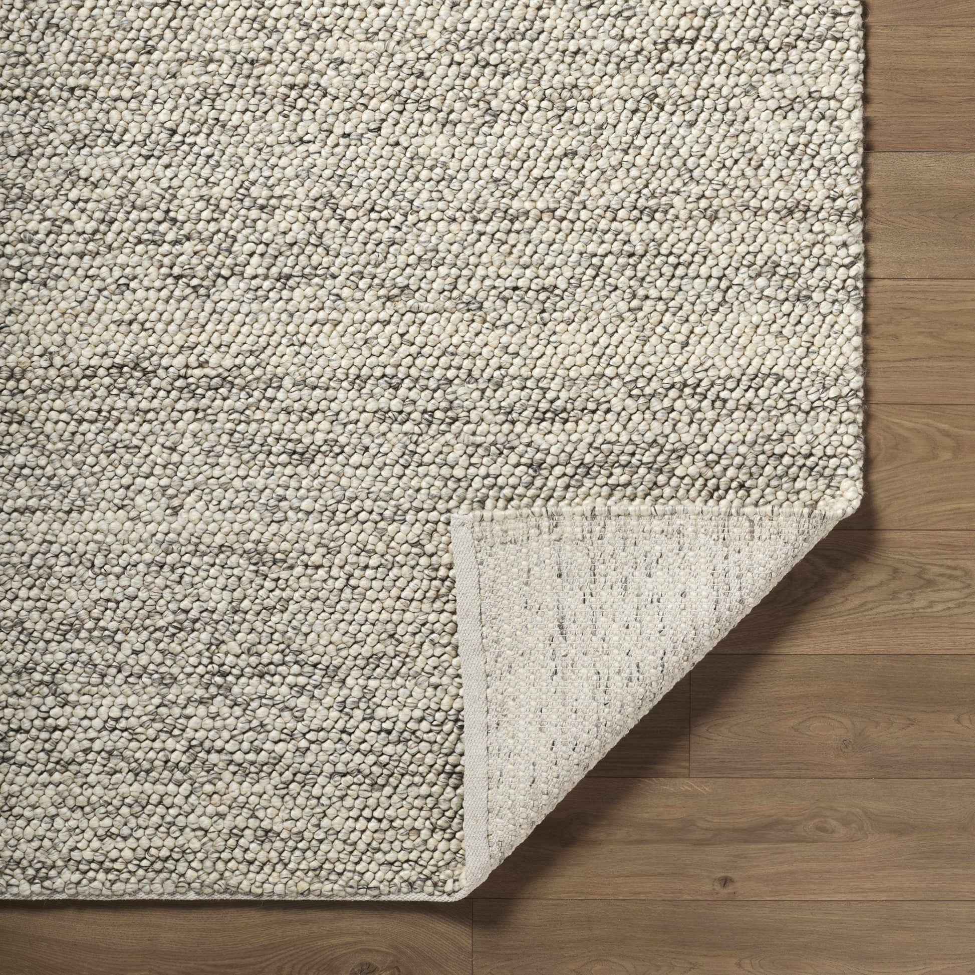 Clayne Beige & Charcoal Premium Wool Area Rug - Quahog Bay Bedding