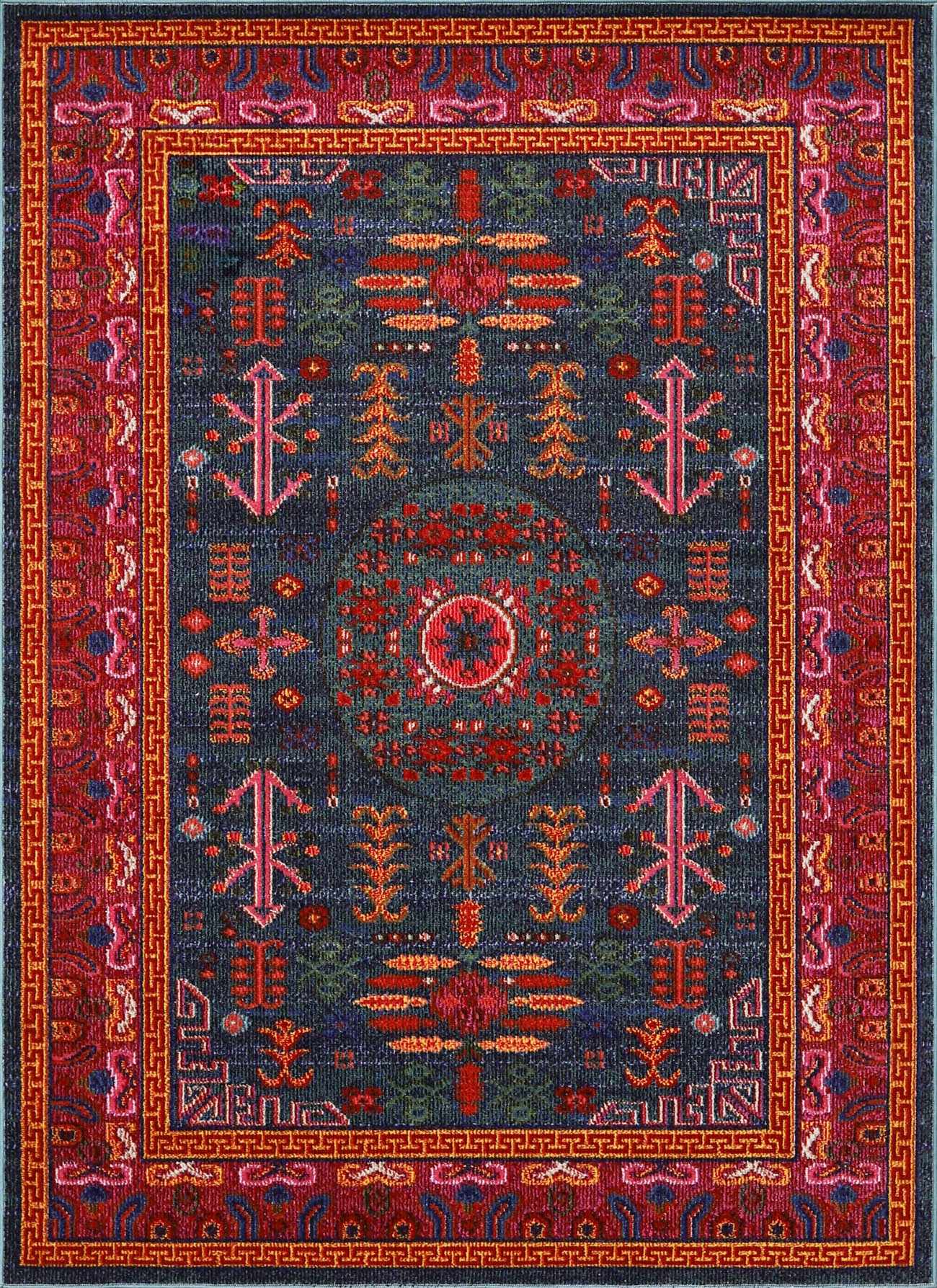 Cleveland Colorful Traditional Area Rug - Teal, Aqua, Navy - Quahog Bay Bedding
