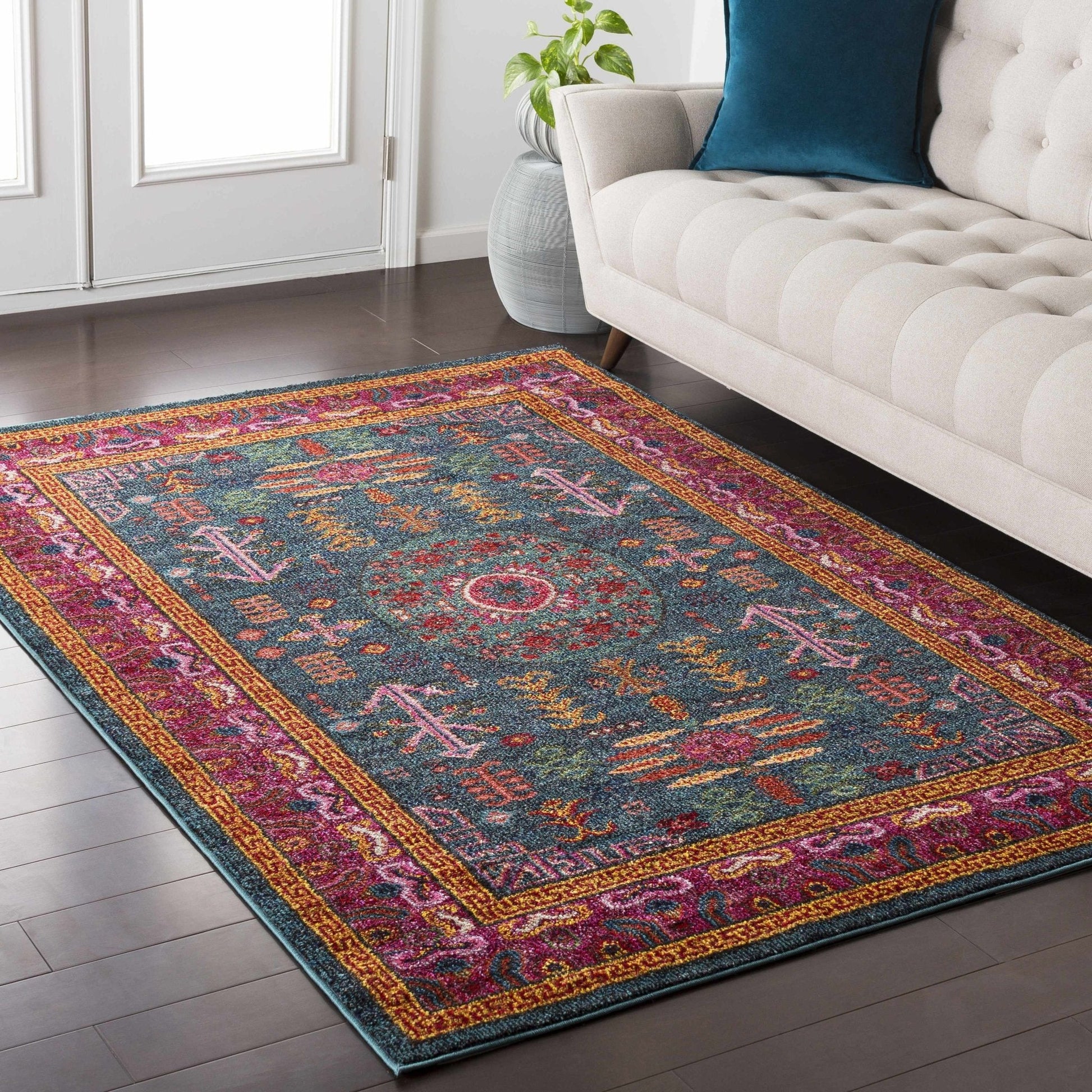Cleveland Colorful Traditional Area Rug - Teal, Aqua, Navy - Quahog Bay Bedding
