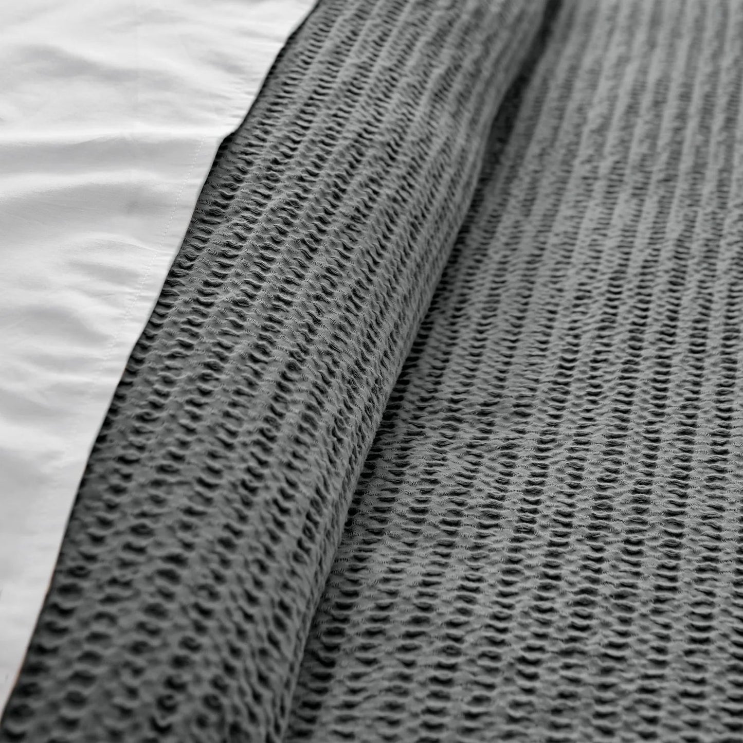 Cloud Waffle 100% Cotton Duvet Cover Set 3PC - Charcoal - Quahog Bay Bedding