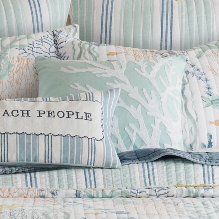 Ocean Meadow Pillow - Ocean Themed Accent Pillows - Quahog Bay Bedding