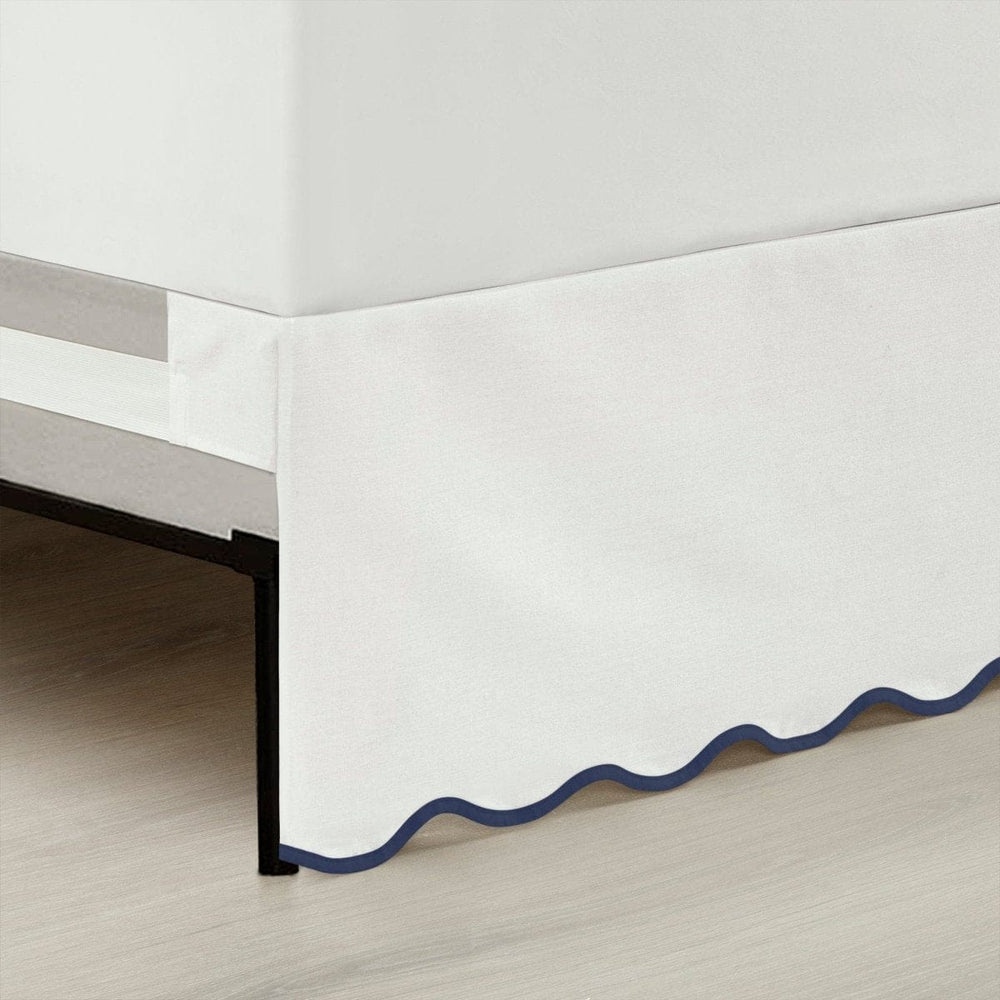 Coastal Chic Scalloped Edge Bed Skirt - Coastal Bed Skirts & Dust Ruffles - Quahog Bay Bedding