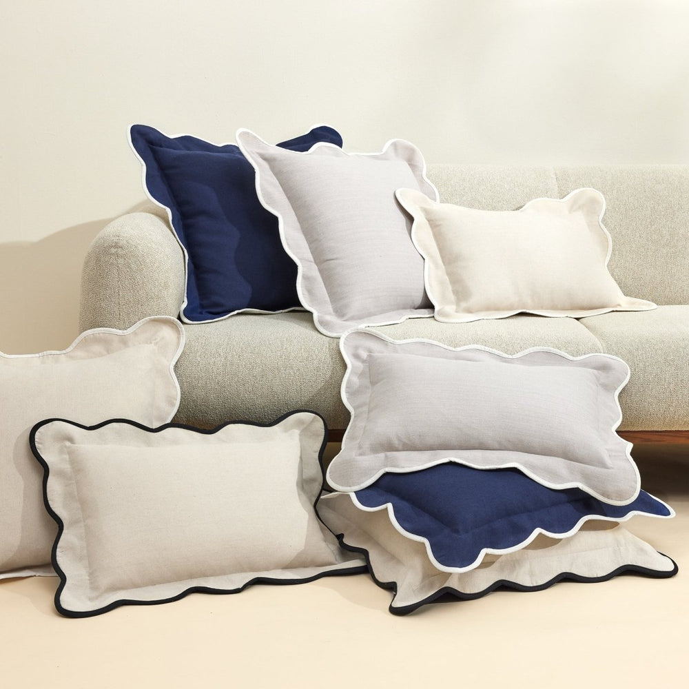 Coastal Chic Scalloped Edge Throw Pillow Cover - Quahog Bay Bedding