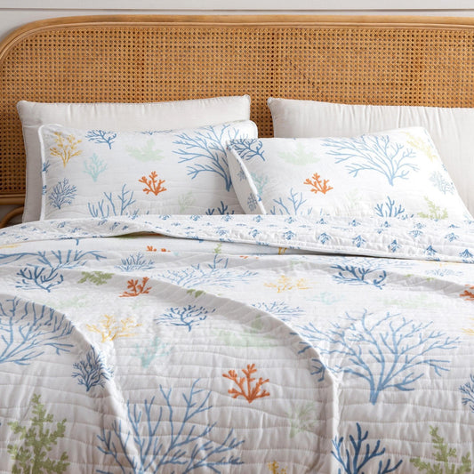Coastal Coral Quilt - Maldives Collection - Coastal Quilts - Quahog Bay Bedding