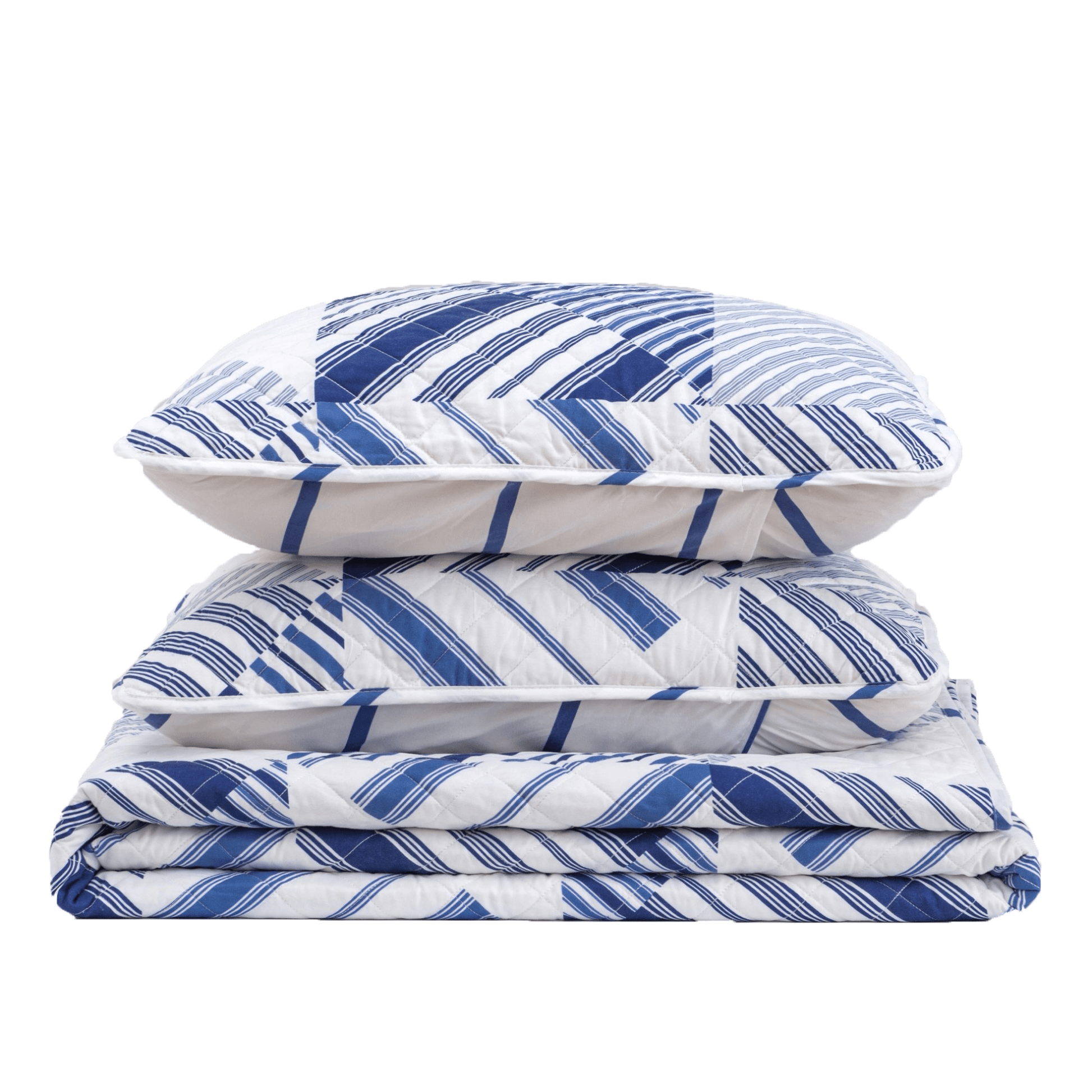 Coastal Navy Stripe Quilt - Striped Coastal Quilts - Quahog Bay Bedding